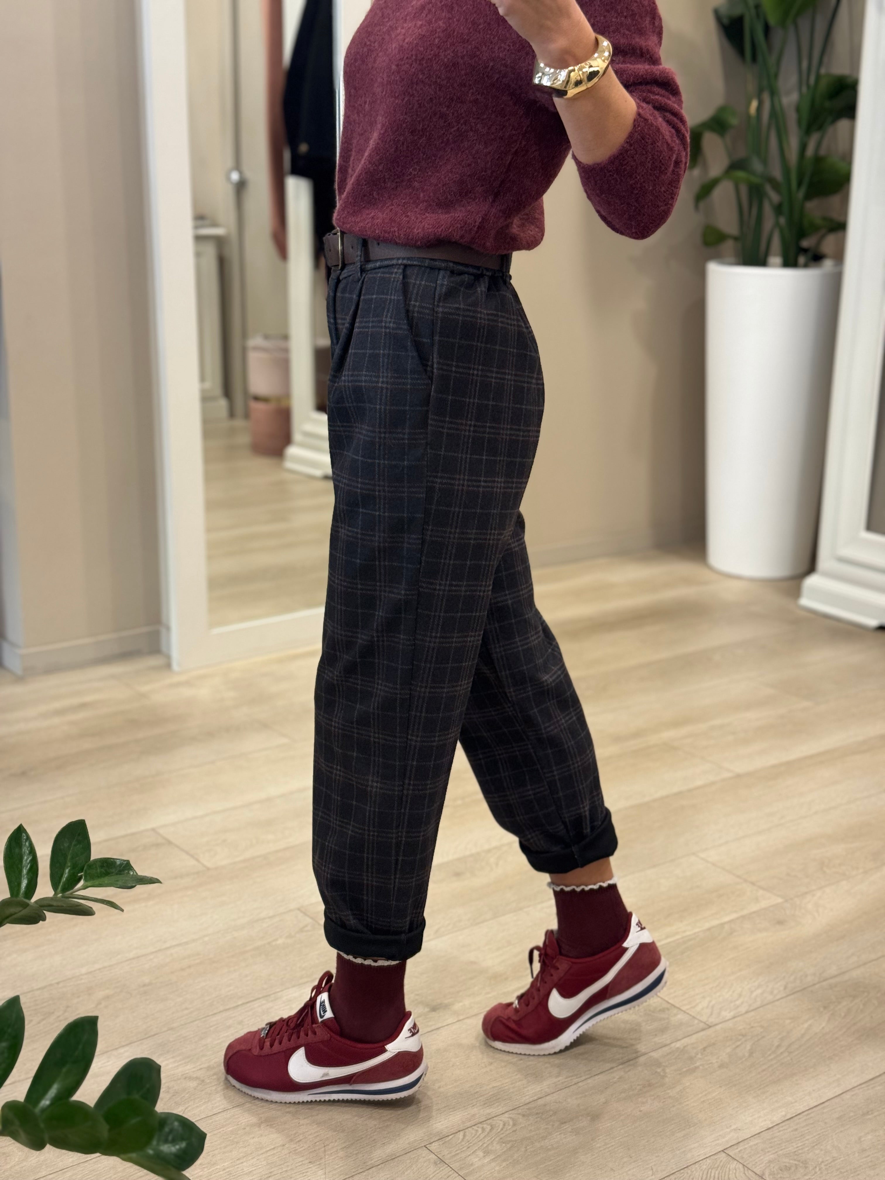 Pantalone baggy check