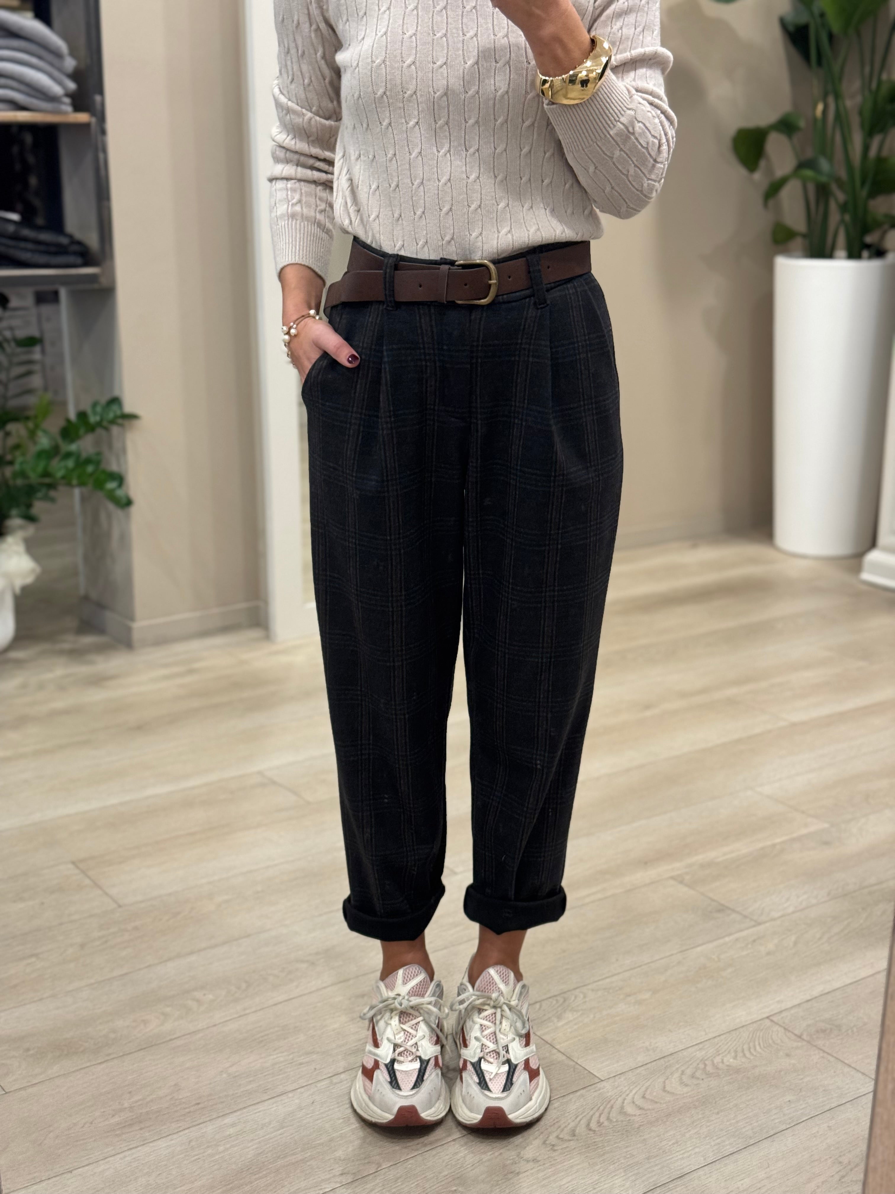 Pantalone baggy check