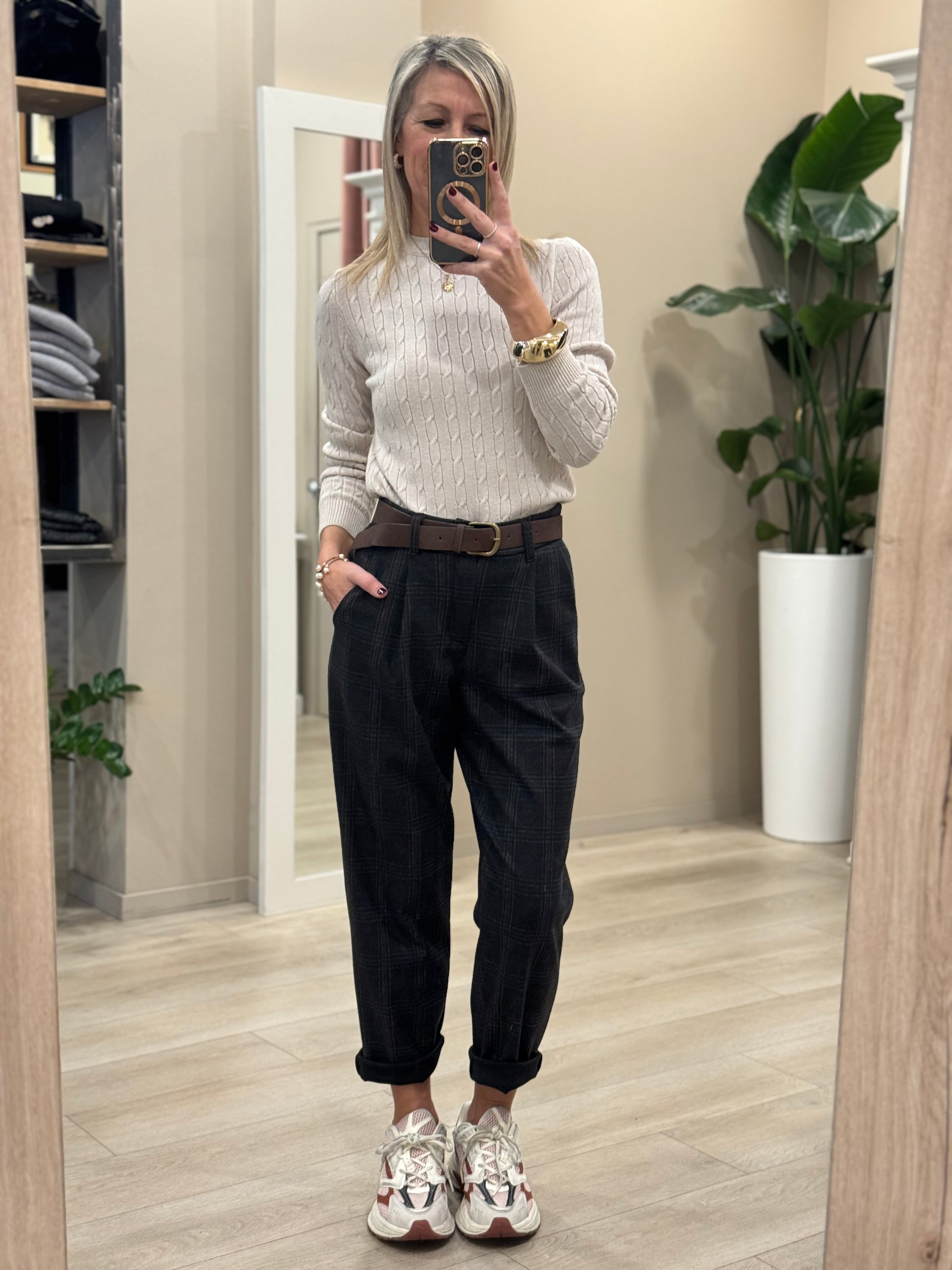 Pantalone baggy check