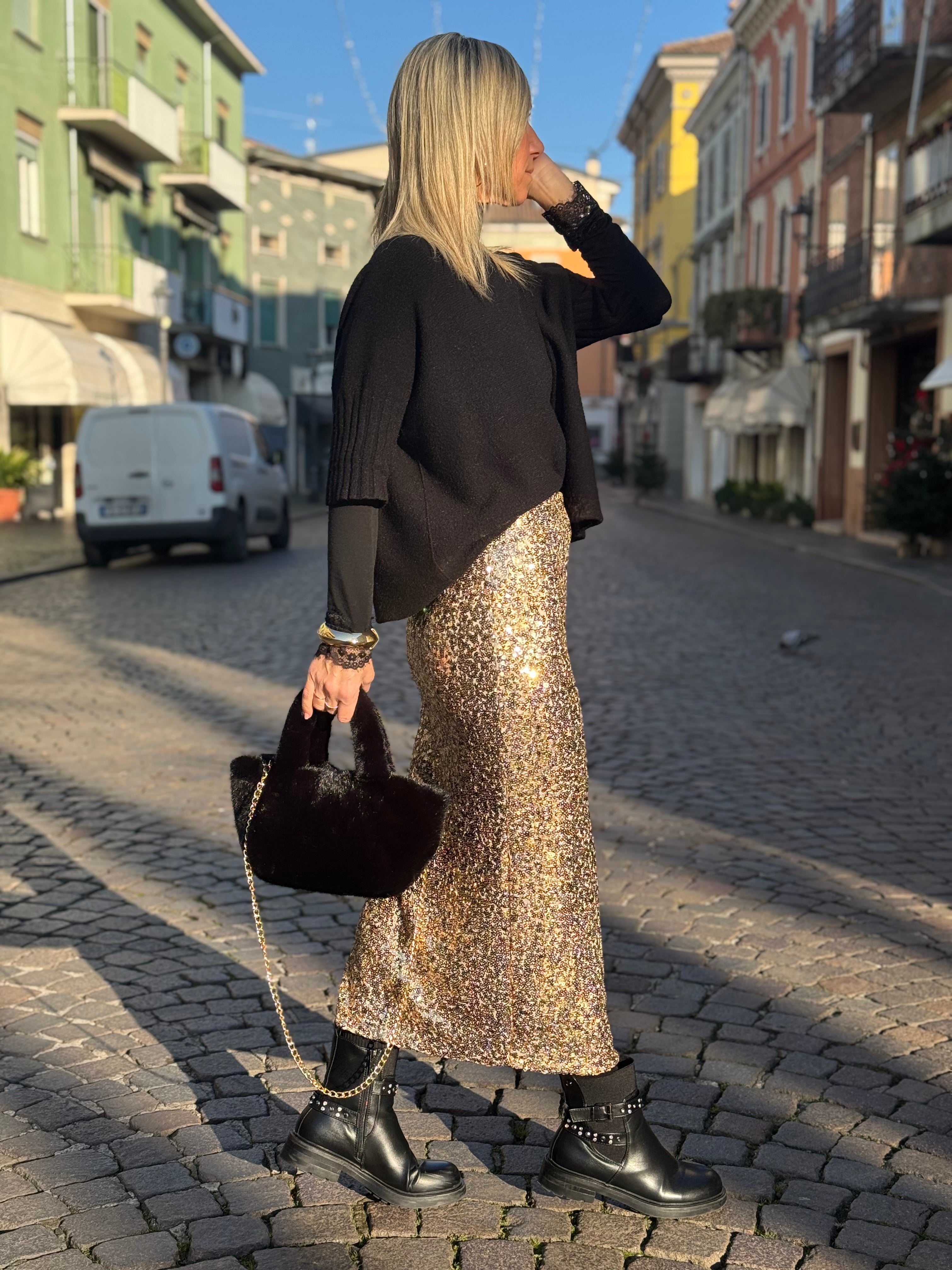 Gonna paillettes spacco