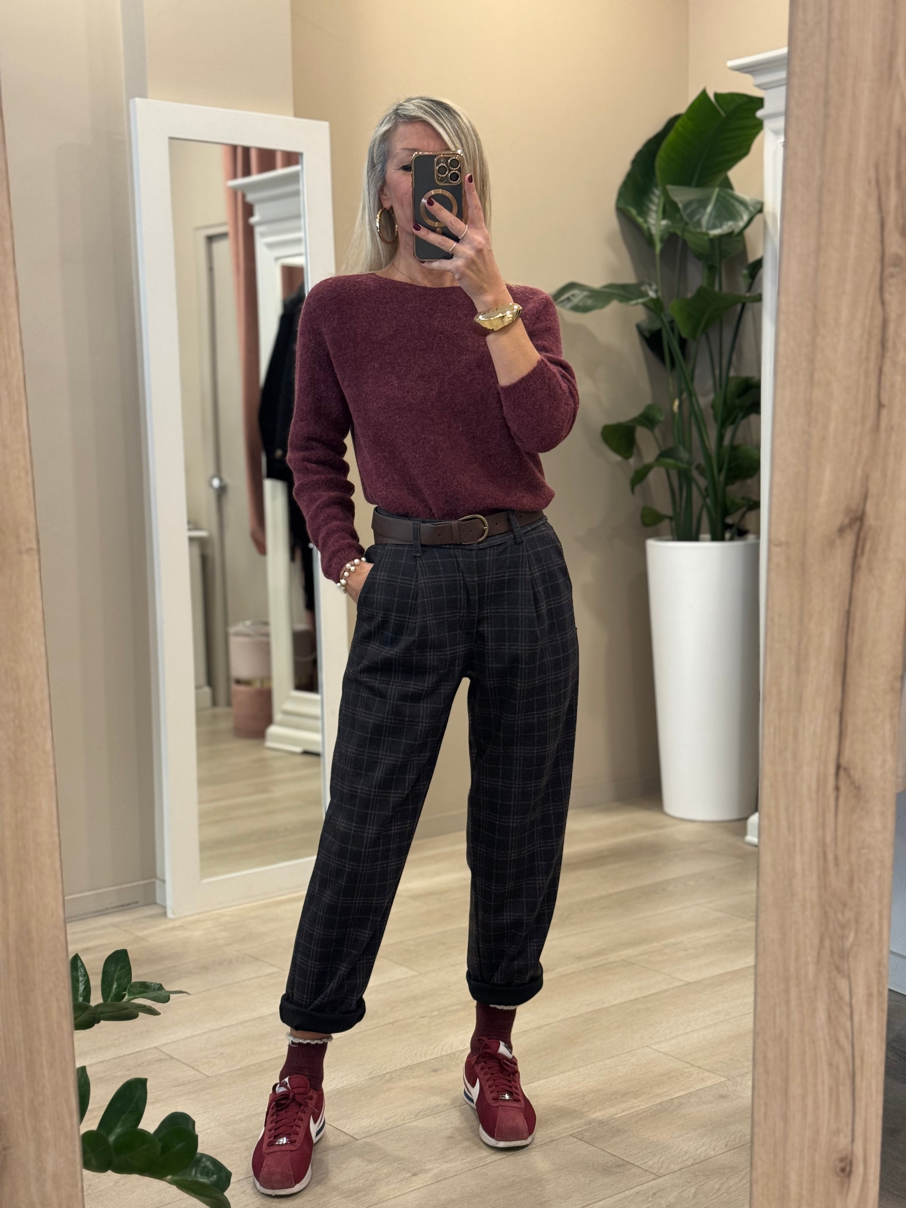 Pantalone baggy check