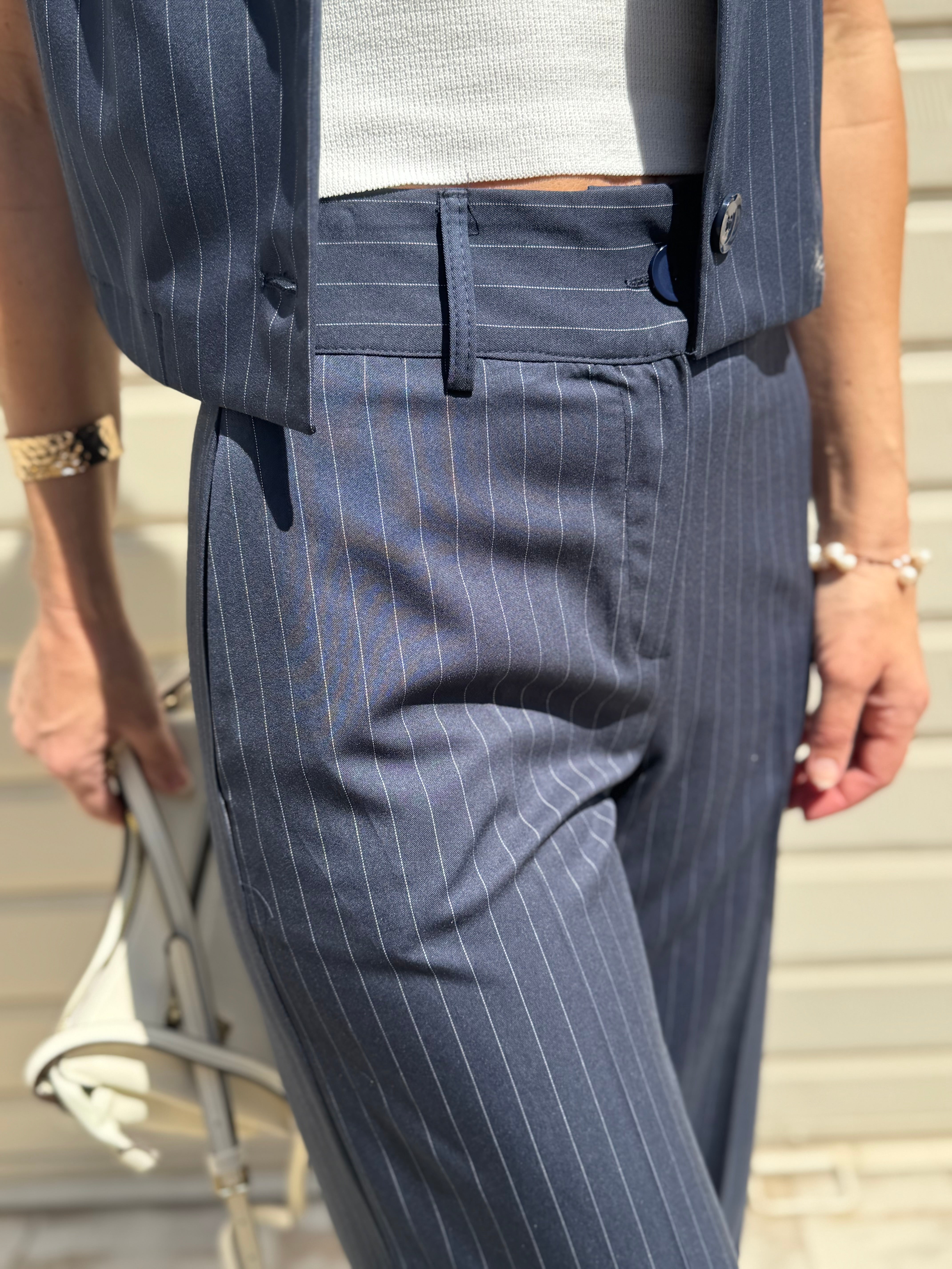 Pantalone palazzo gessato mimì