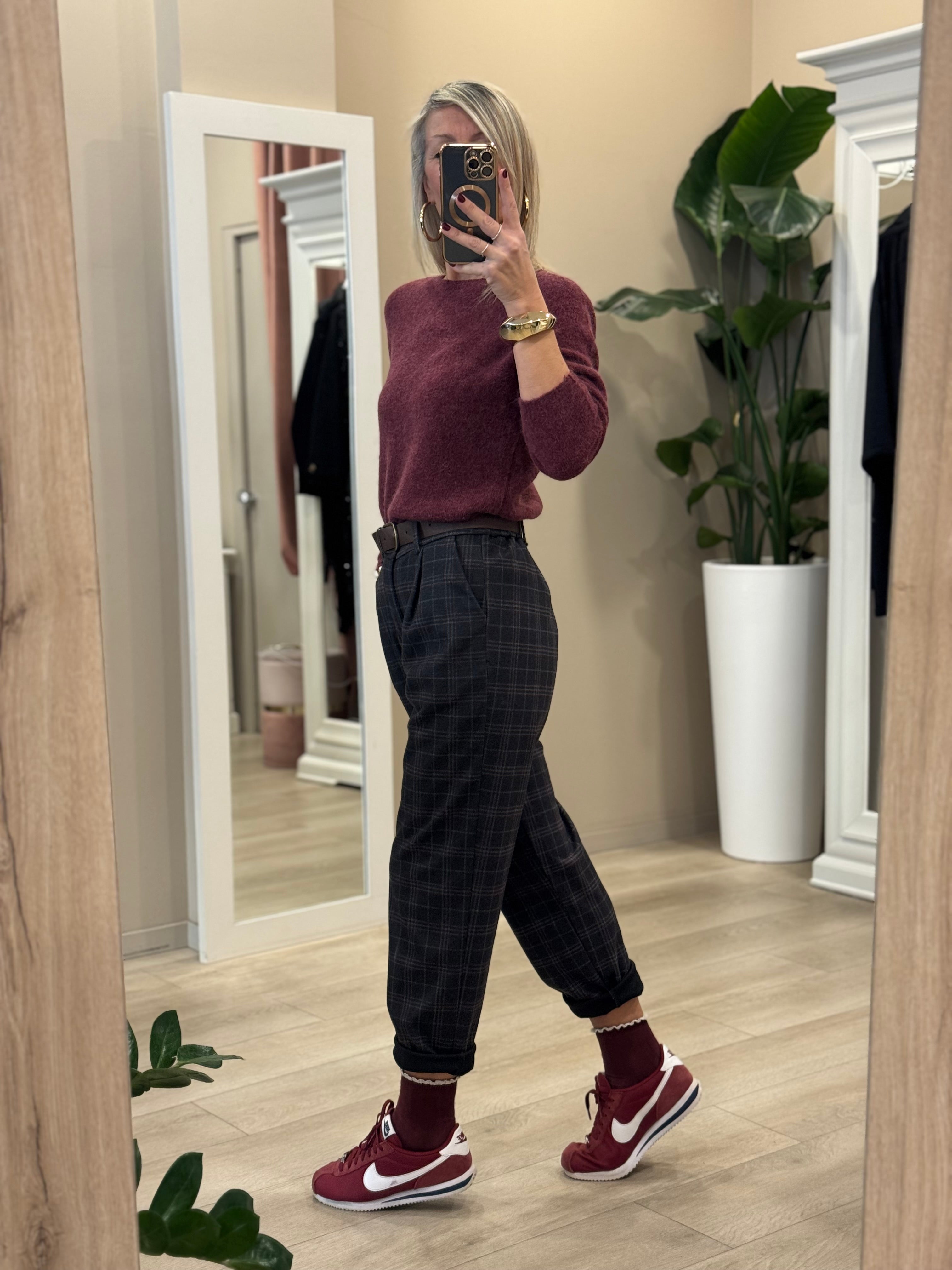 Pantalone baggy check