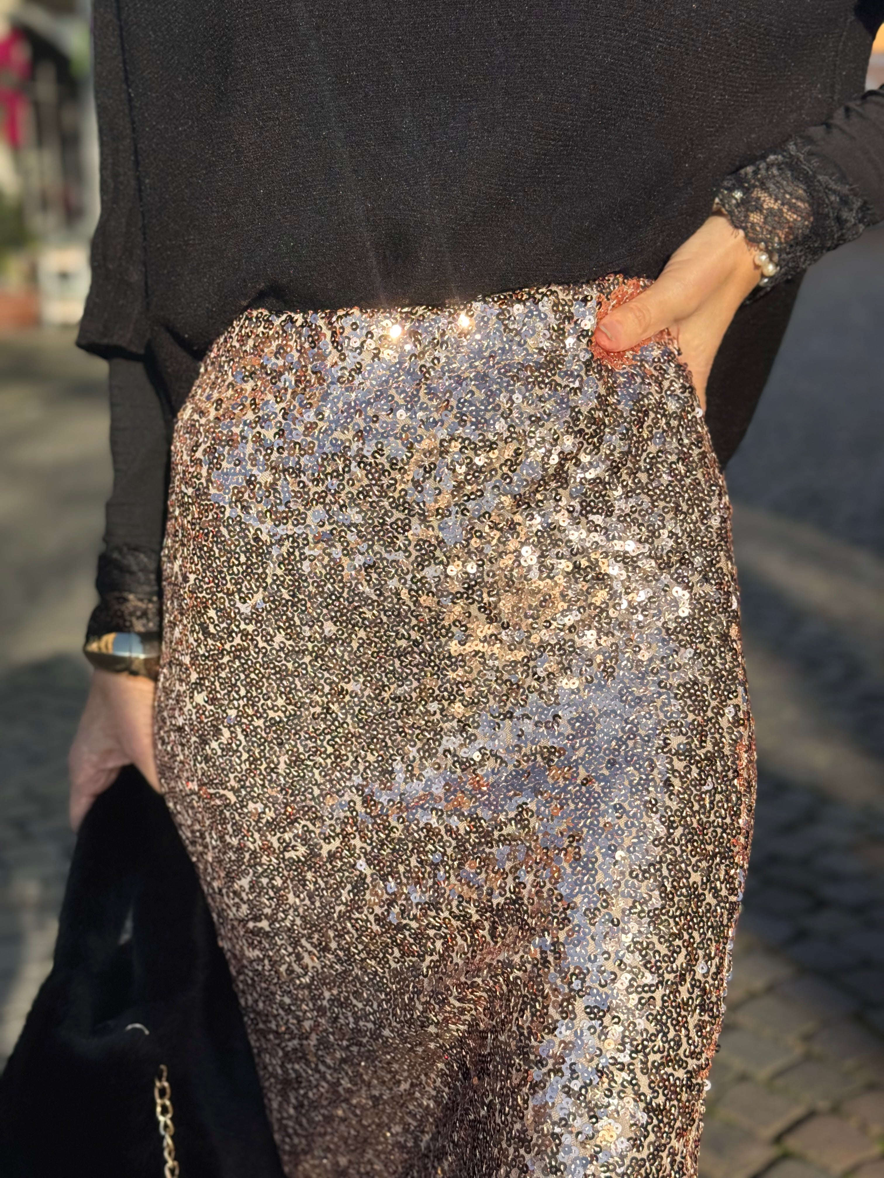 Gonna paillettes spacco