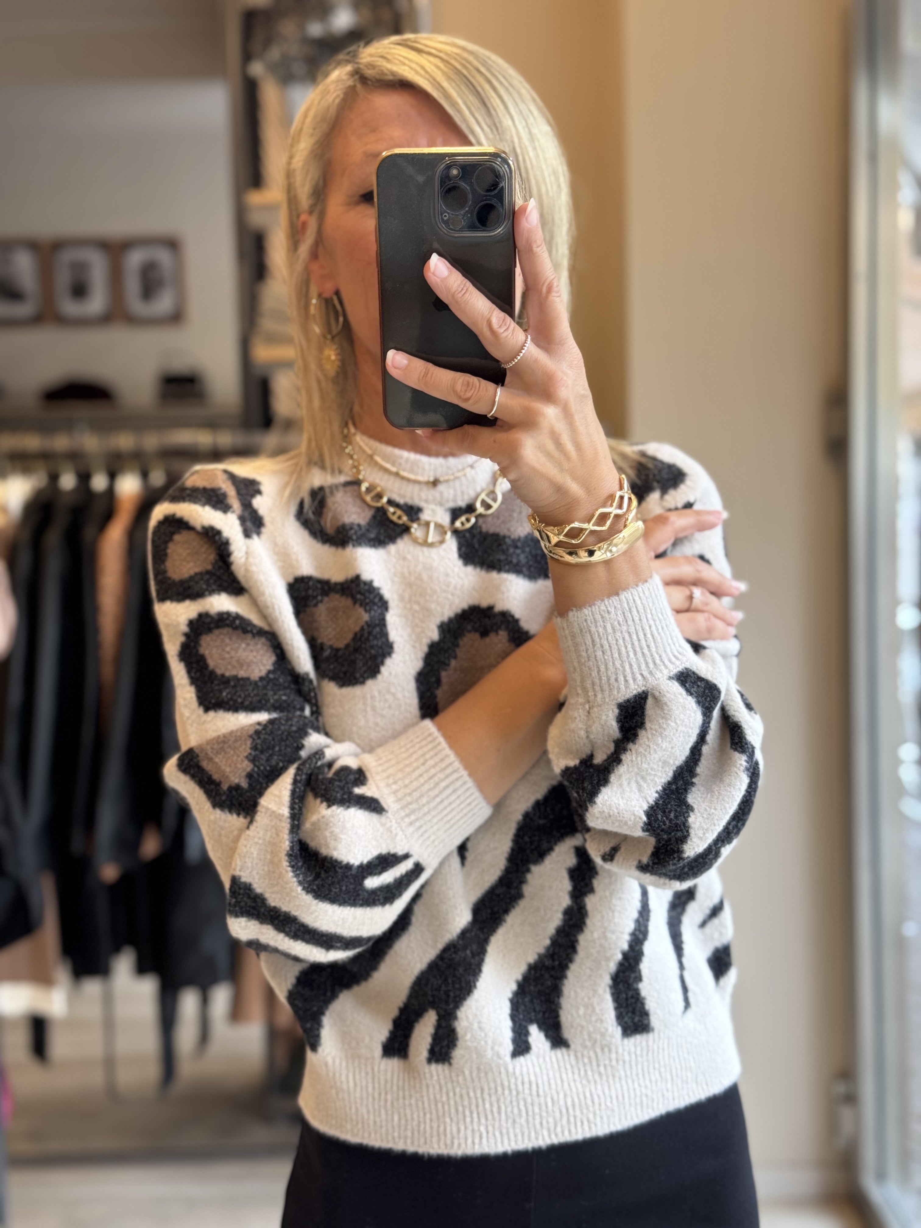 Maglione Animalier Girocollo