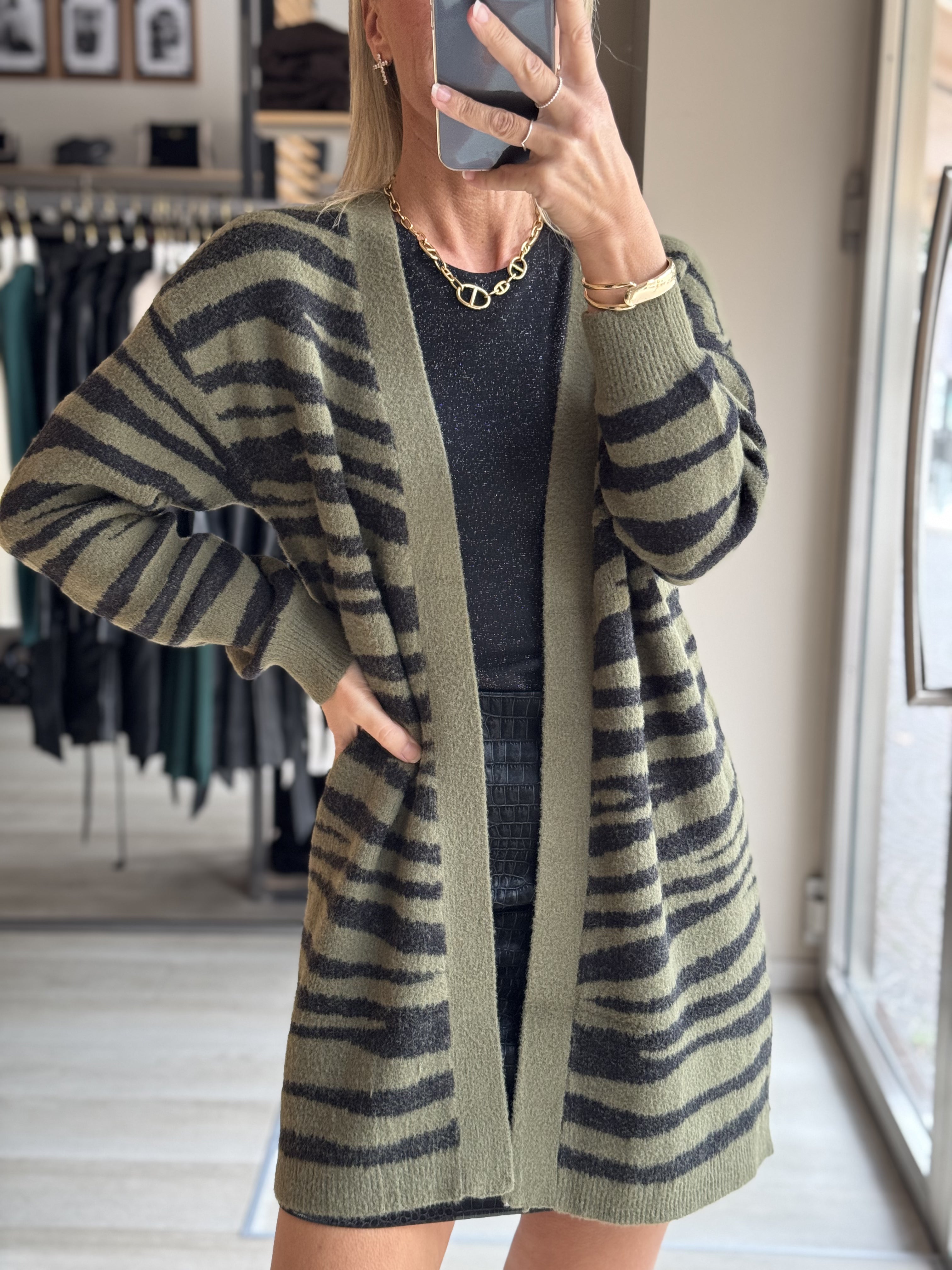 Cardigan zebrato