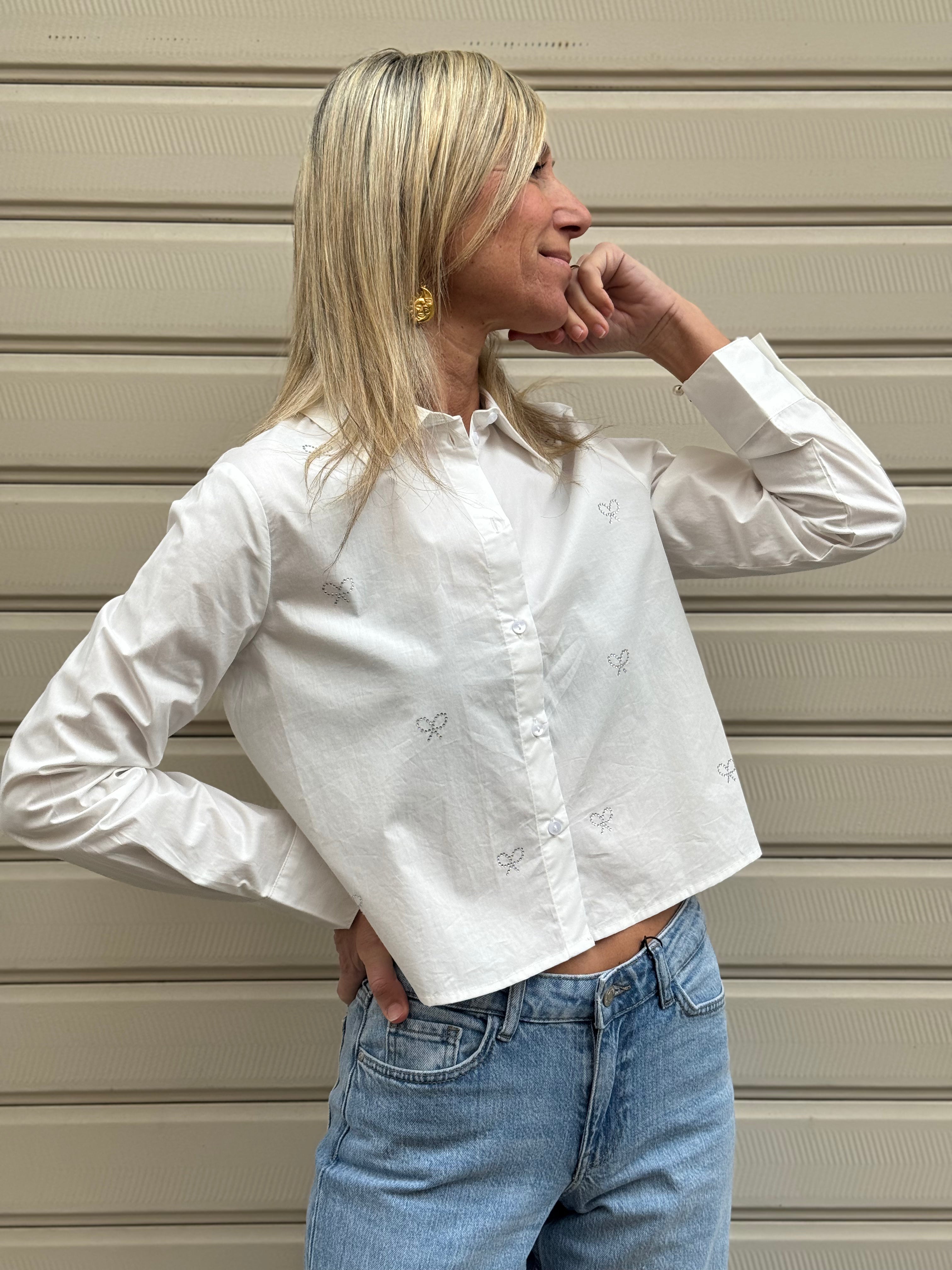 Camicia crop fiocchi strass jdy