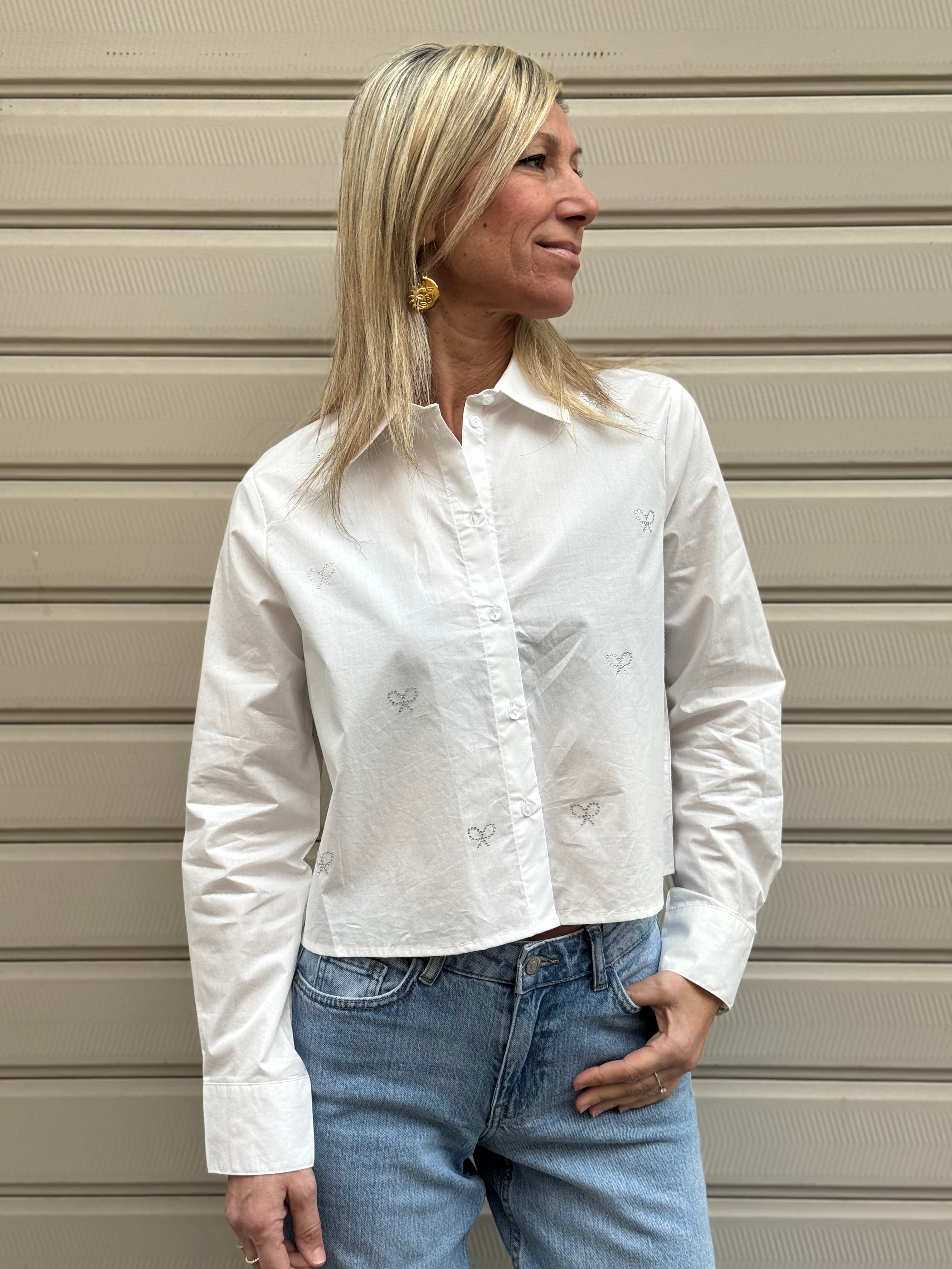 Camicia crop fiocchi strass jdy