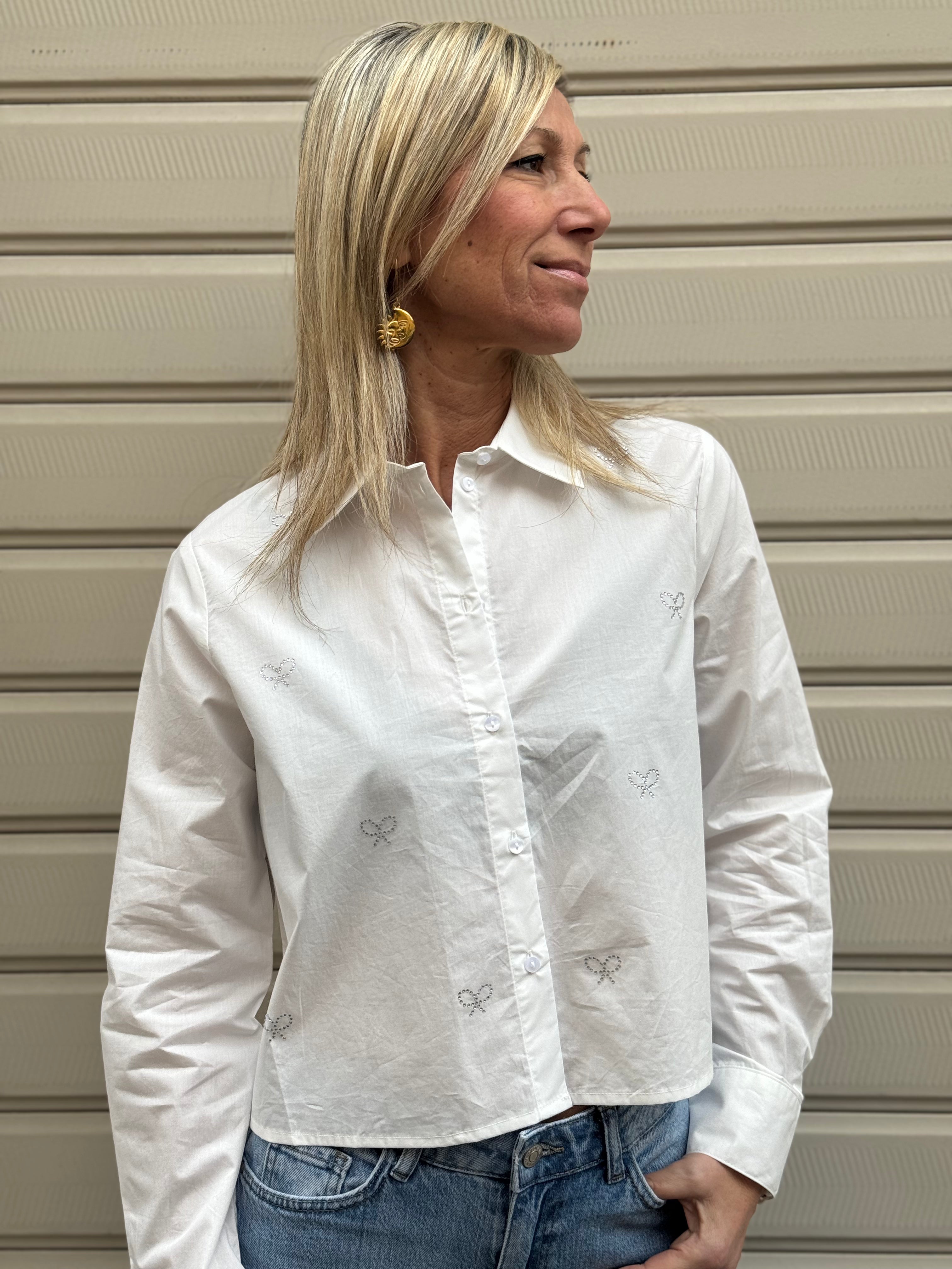 Camicia crop fiocchi strass jdy