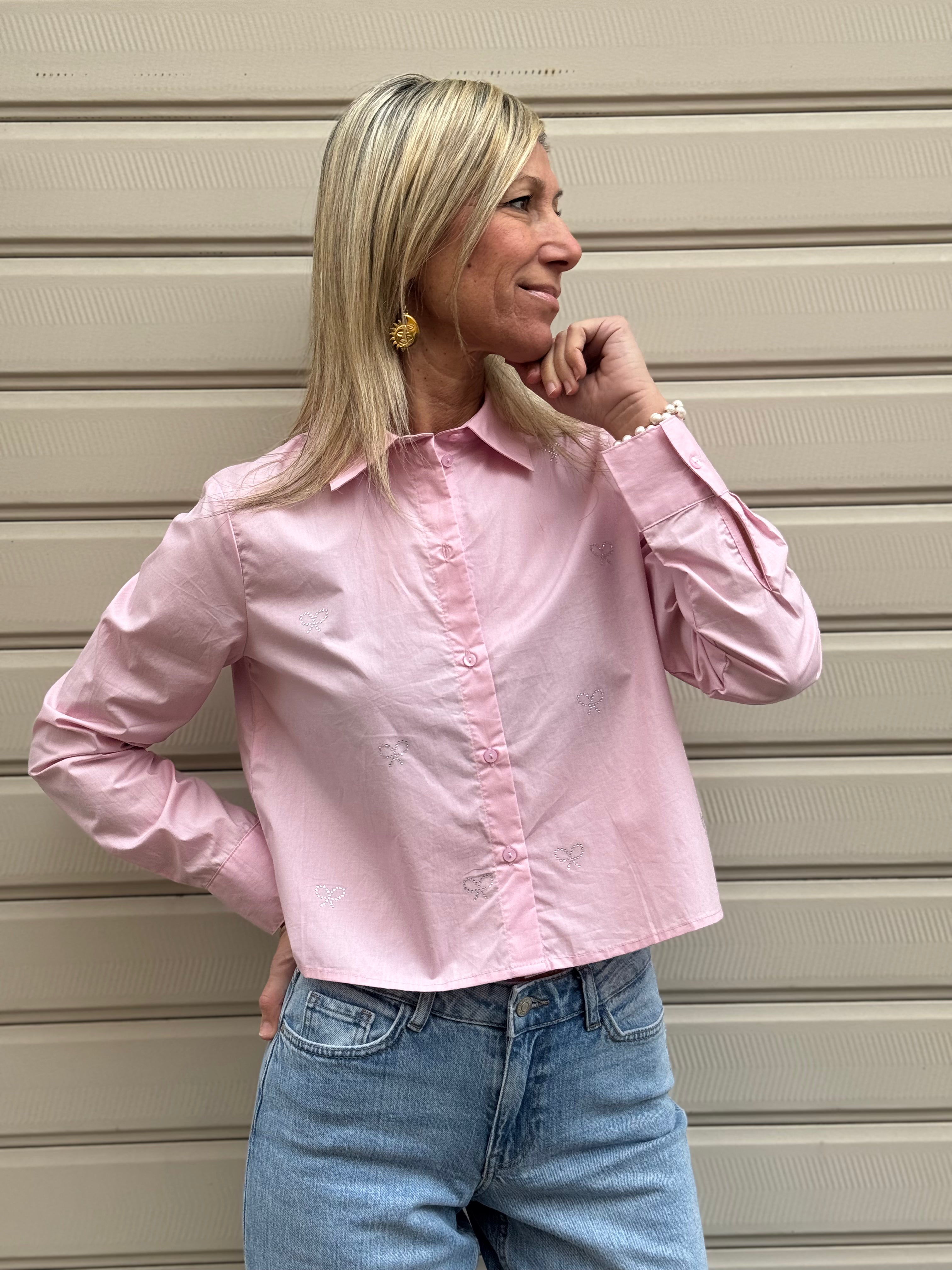 Camicia crop fiocchi strass jdy