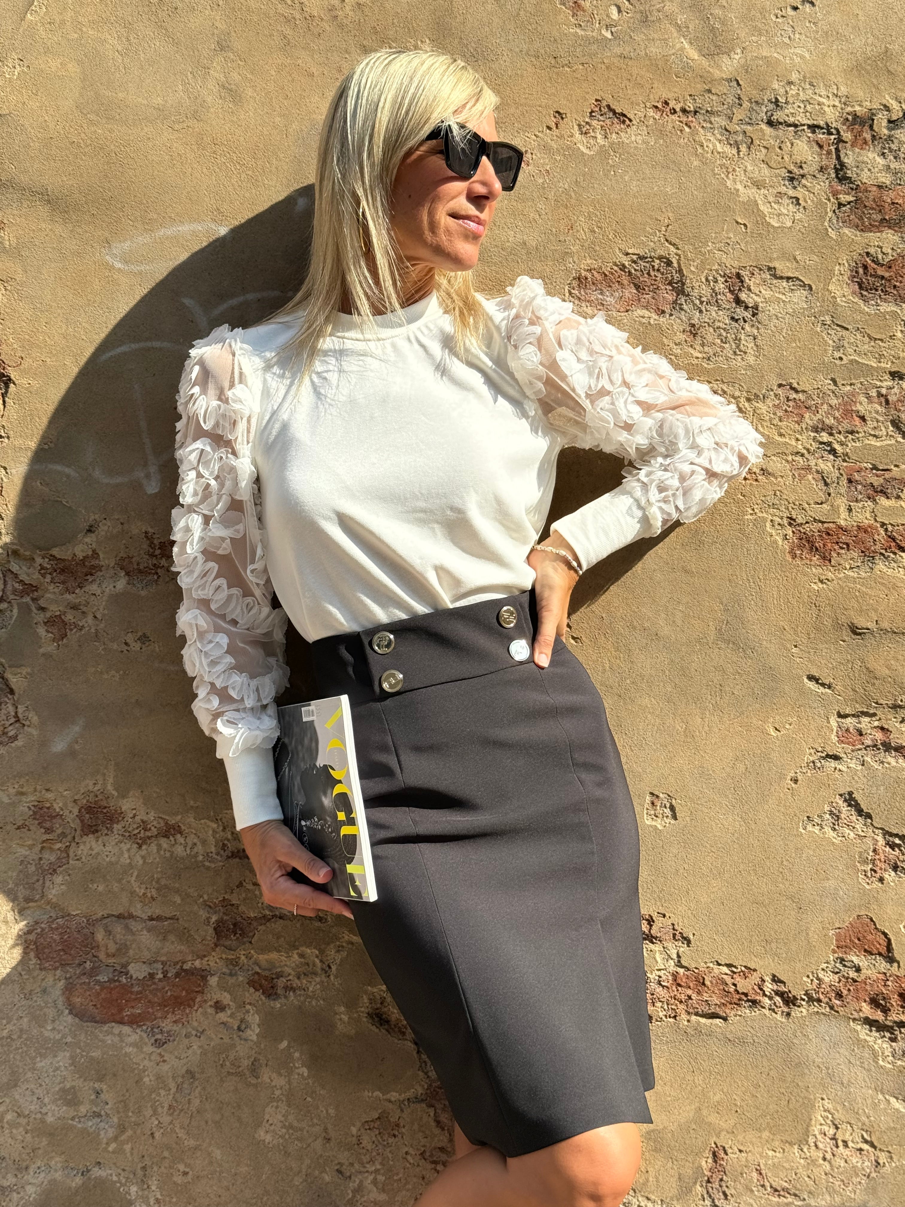 Maglia Maniche Tulle