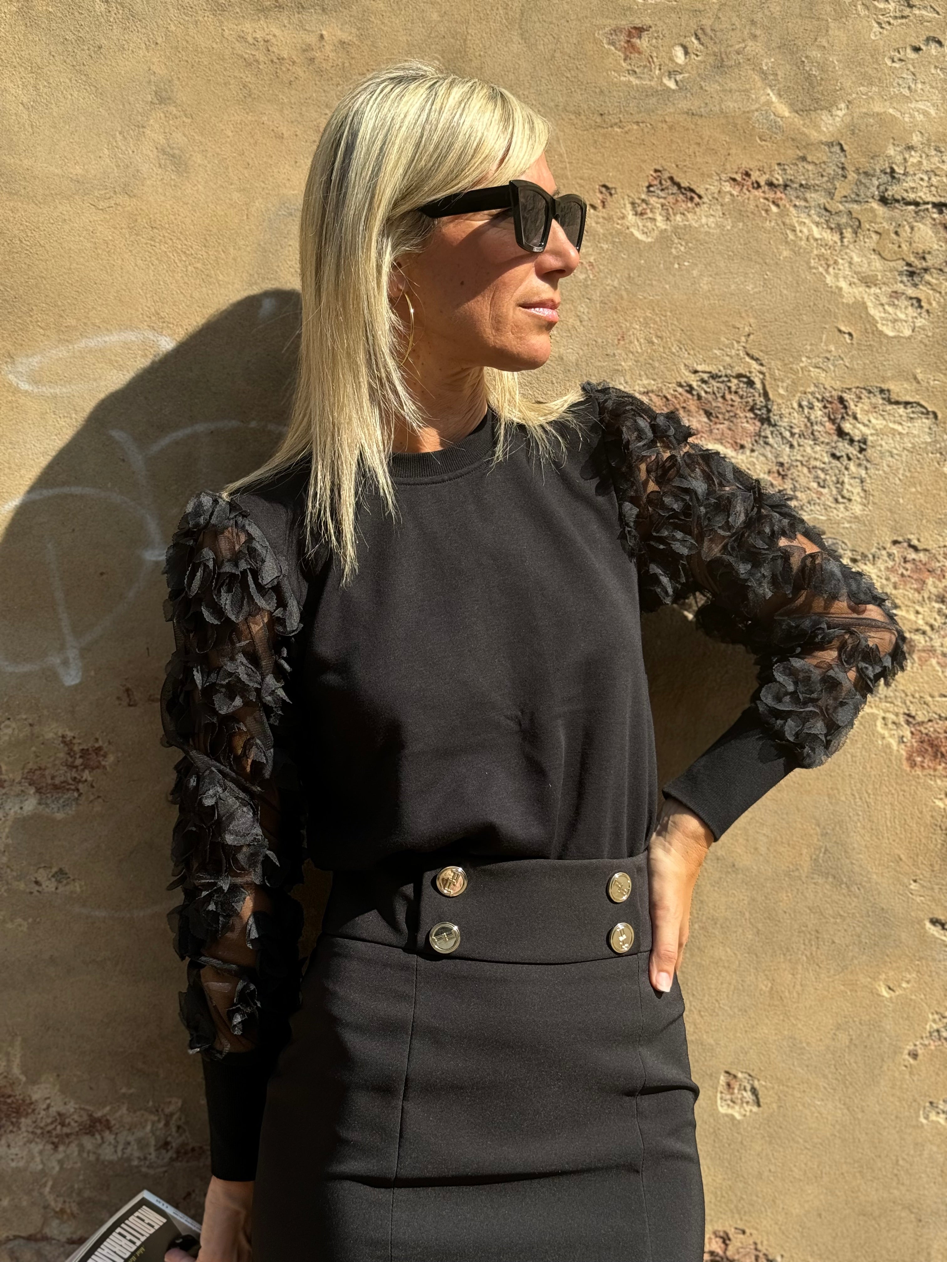 Maglia Maniche Tulle