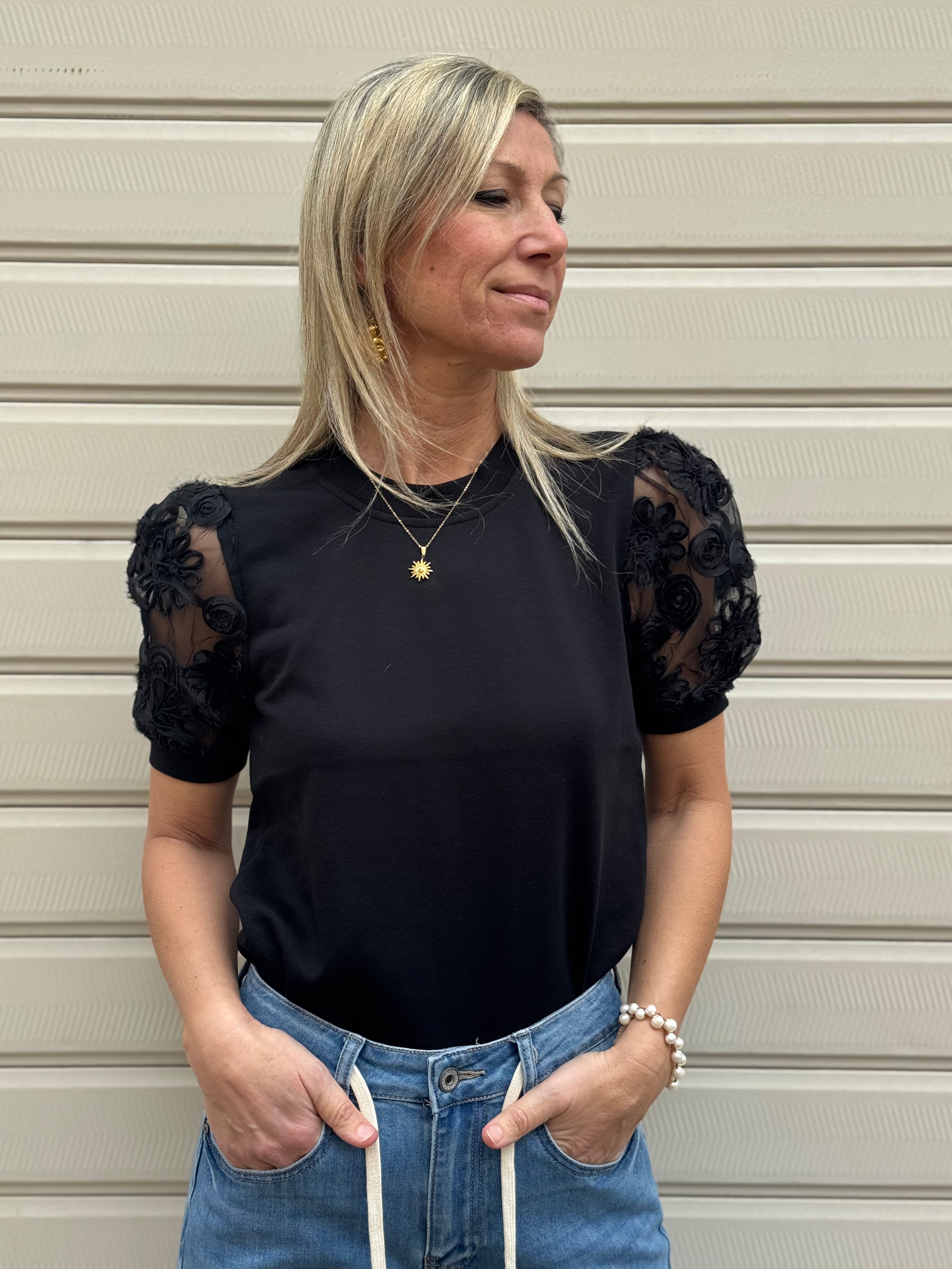 Girocollo manica tulle jdy