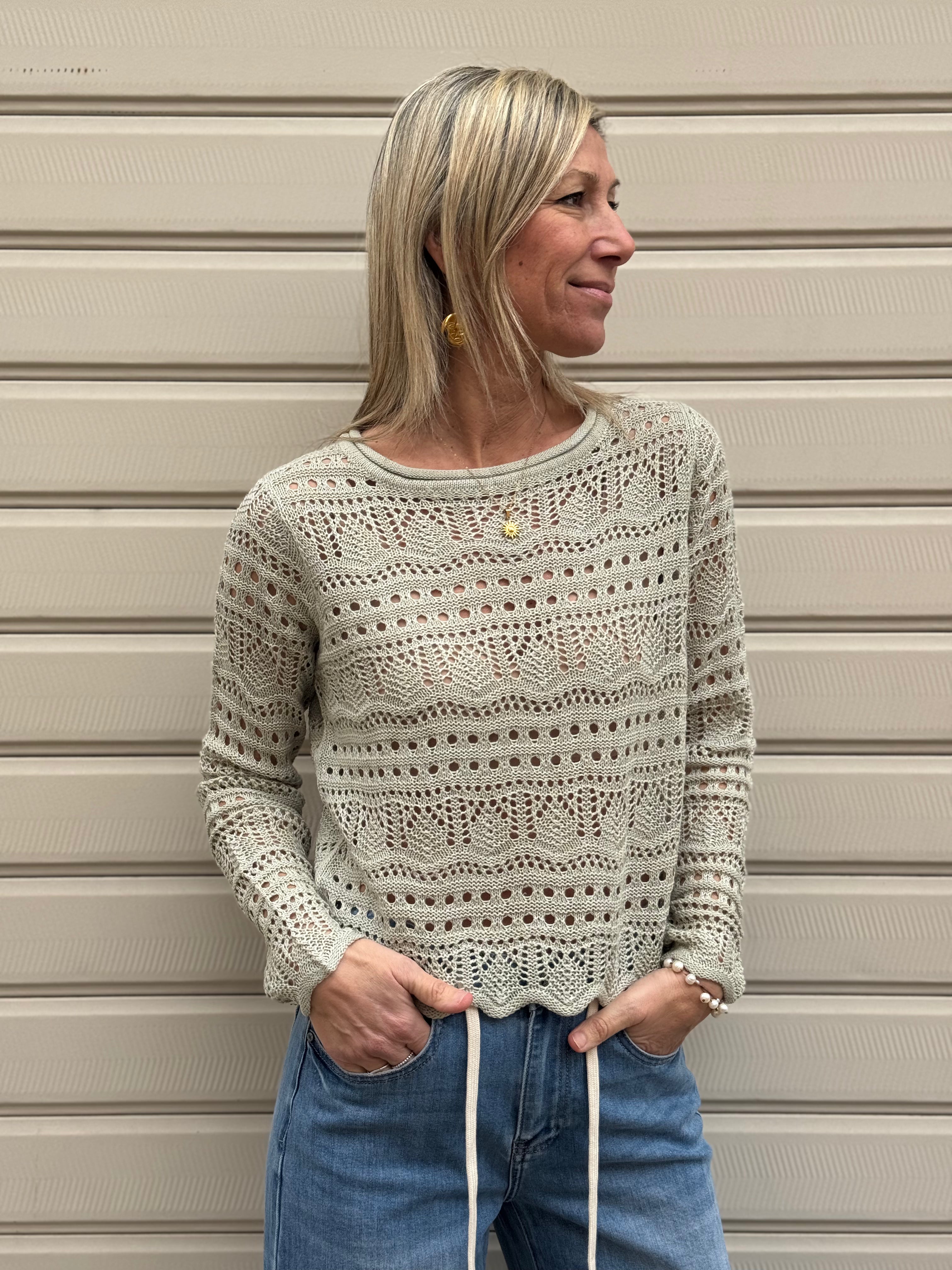 Maglia traforata paricollo sunlay jdy