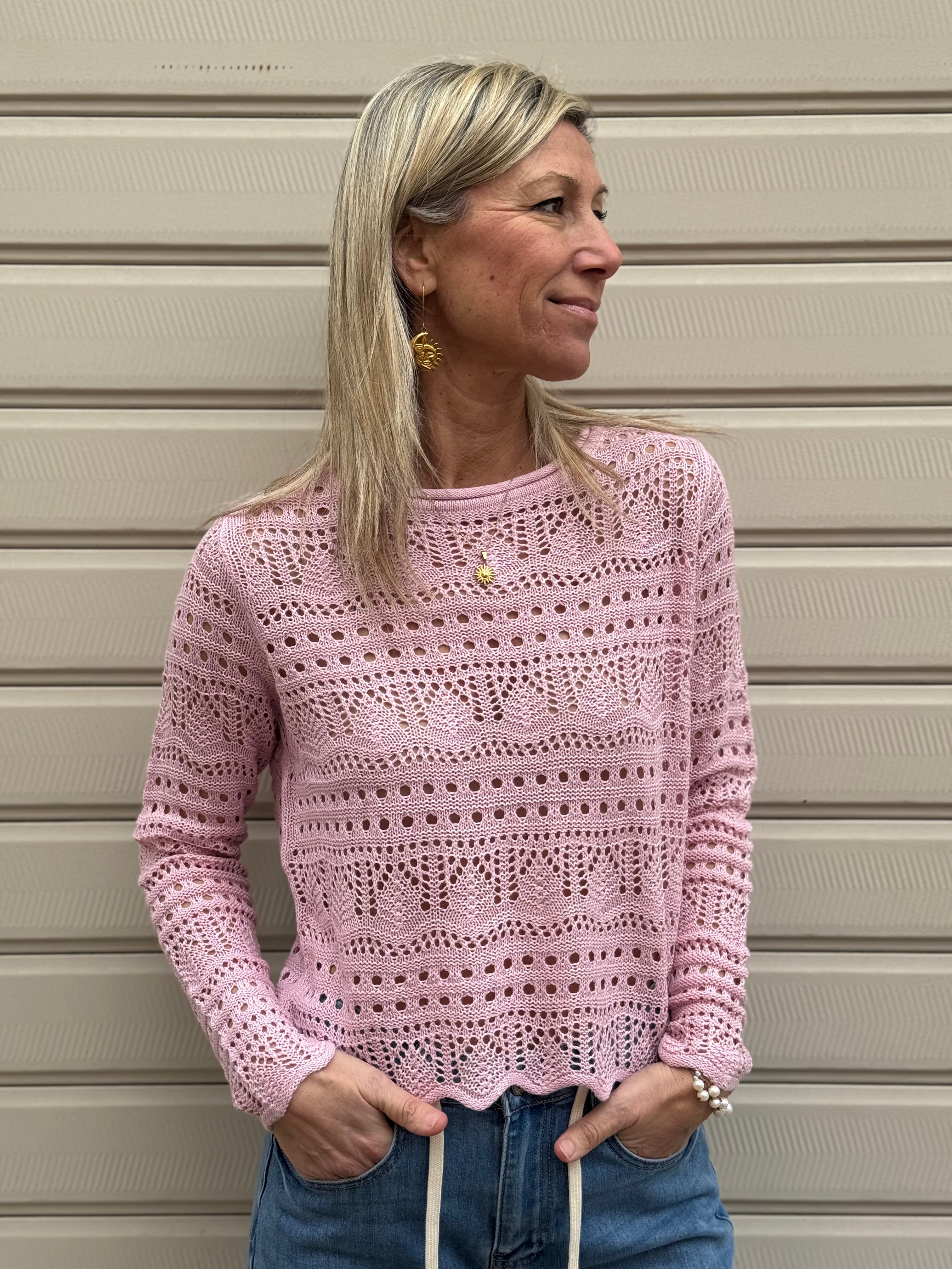 Maglia traforata paricollo sunlay jdy