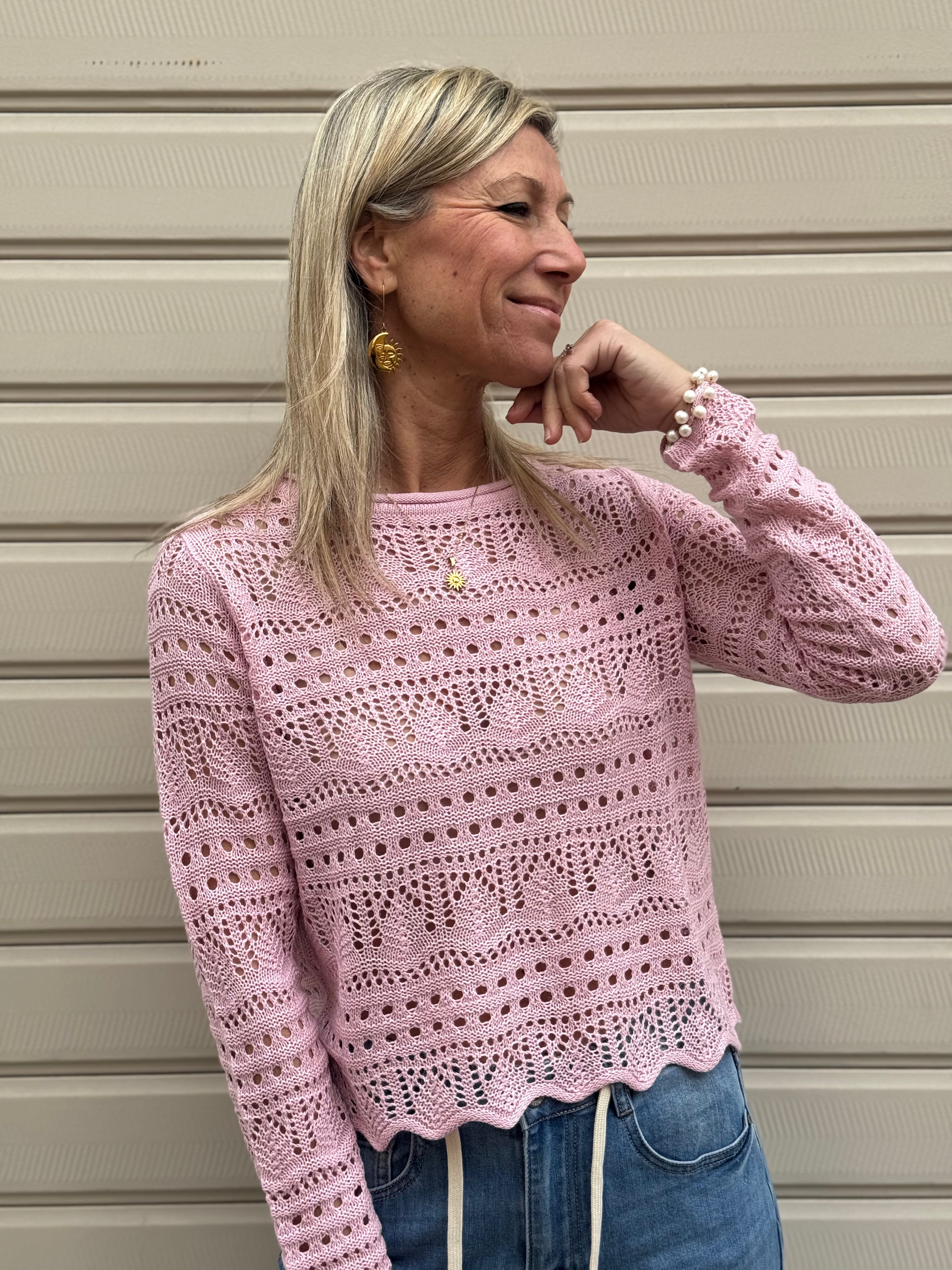 Maglia traforata paricollo sunlay jdy