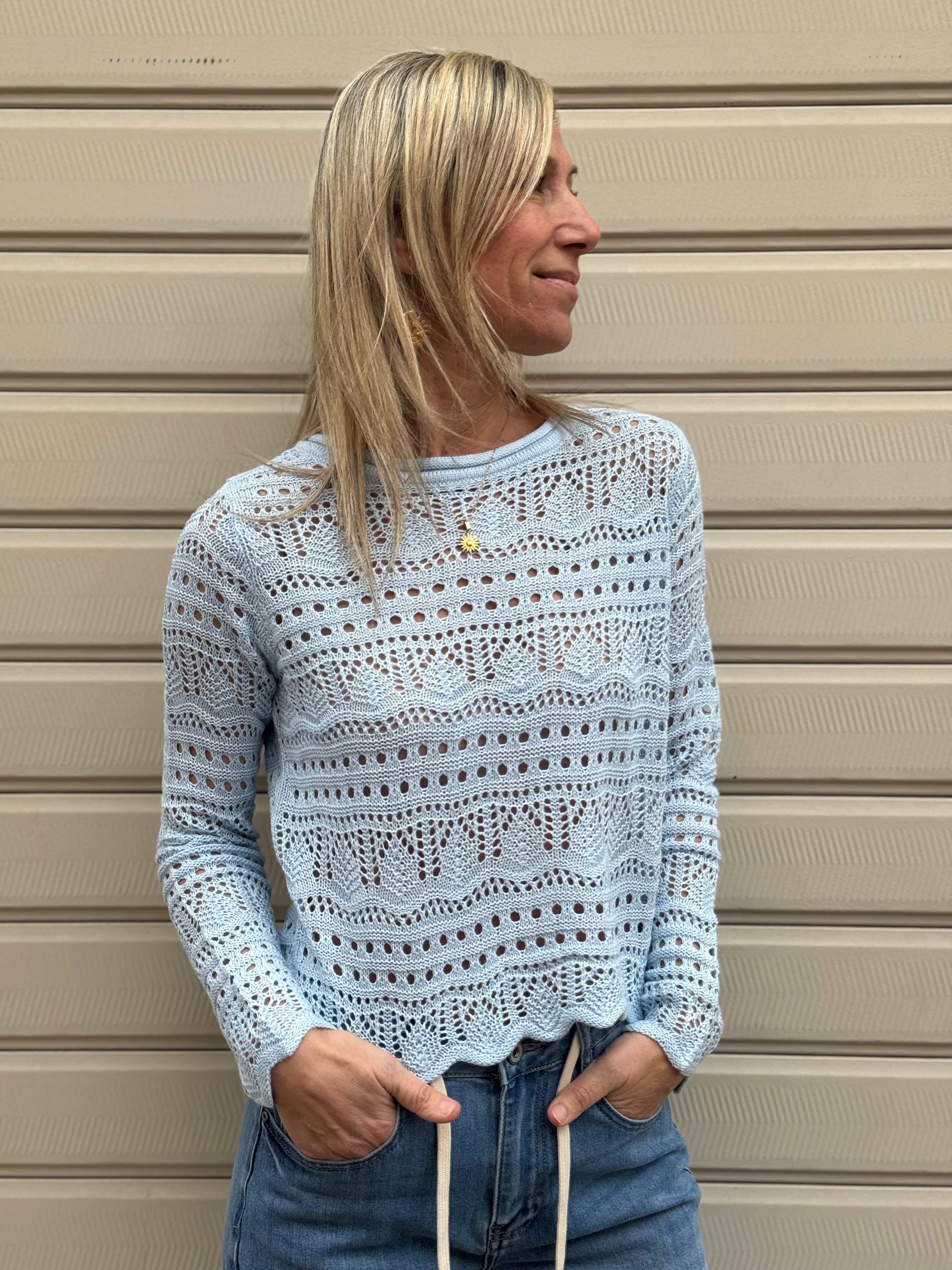 Maglia traforata paricollo sunlay jdy