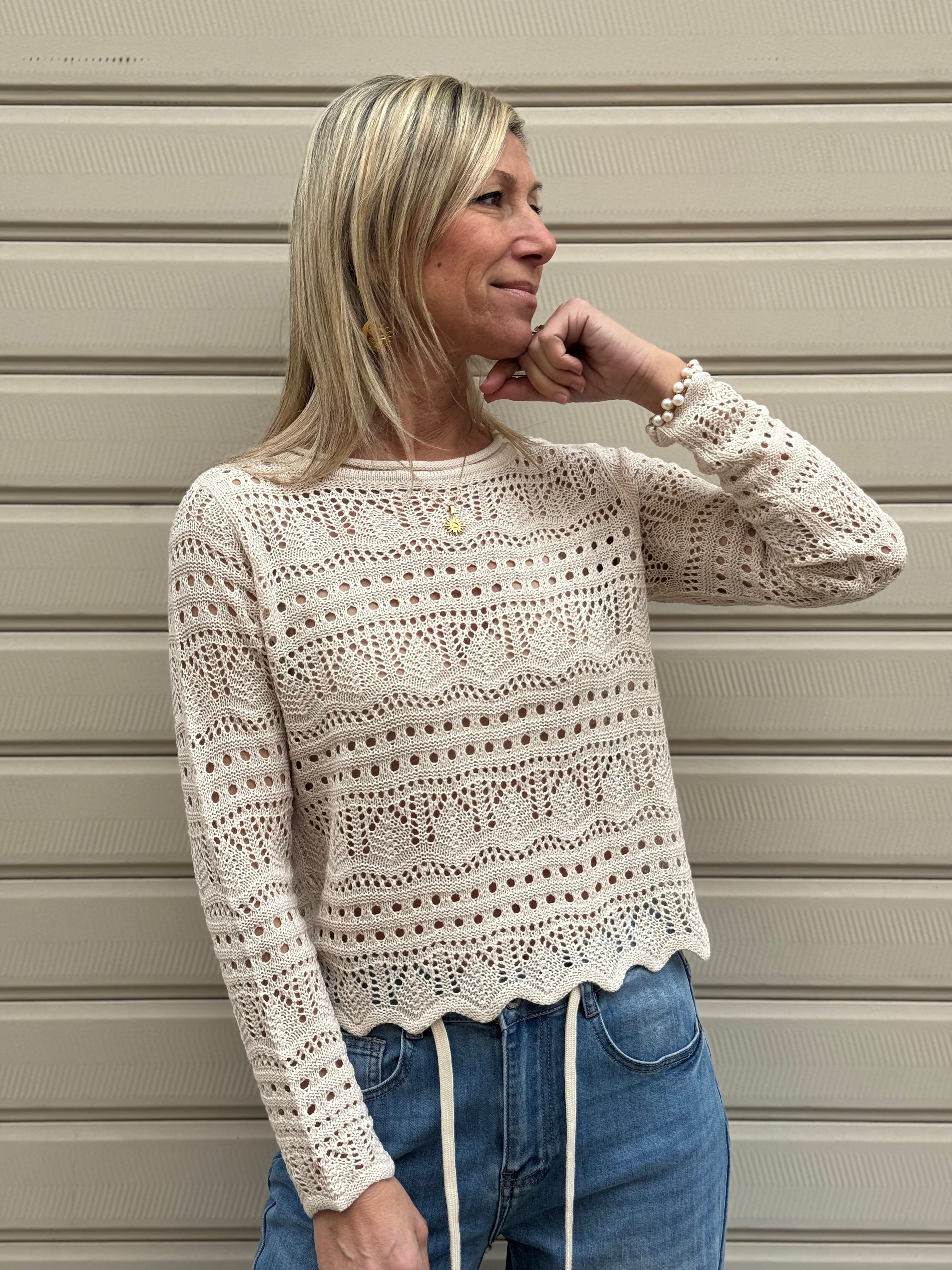 Maglia traforata paricollo sunlay jdy