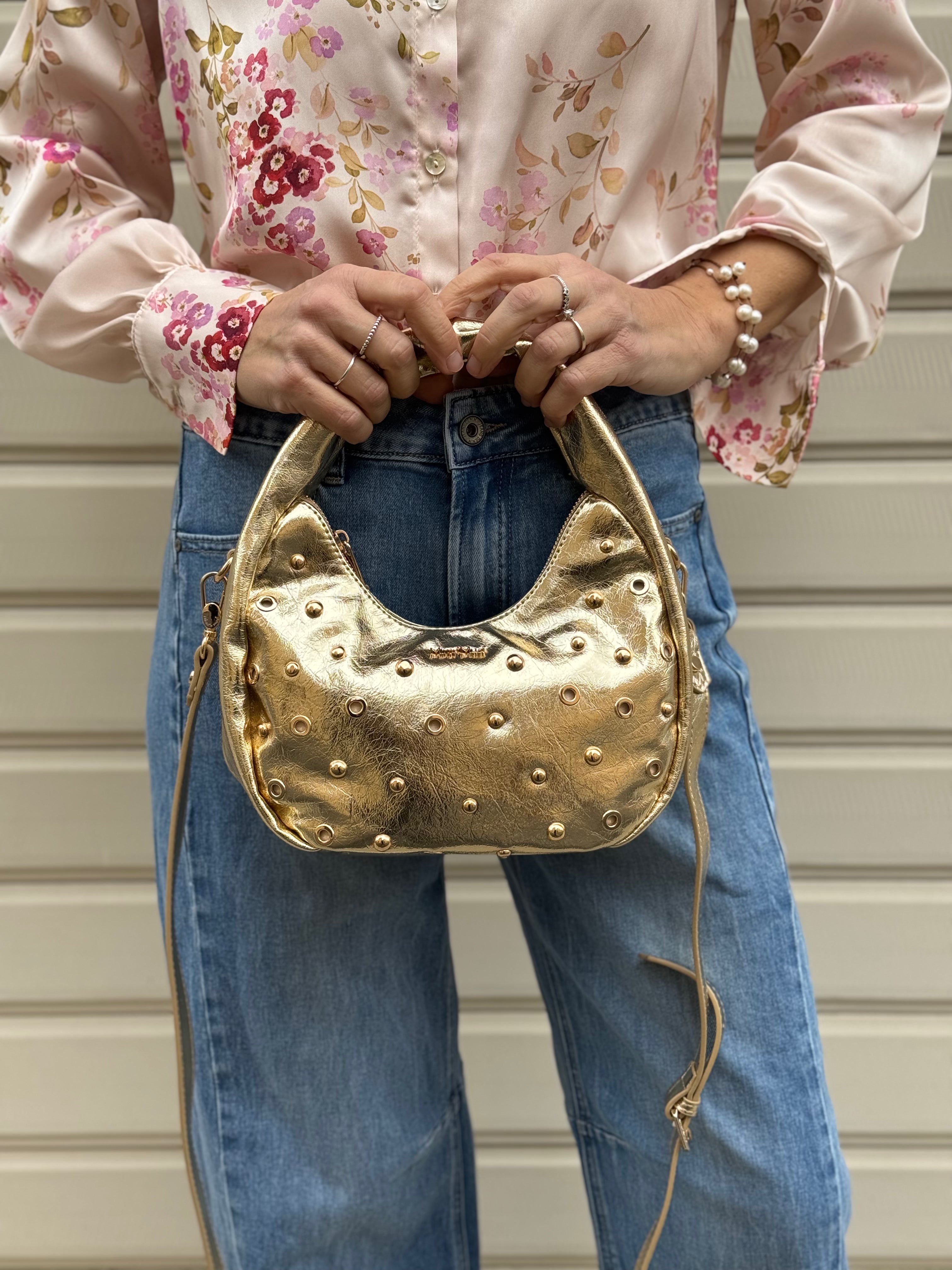 Borsa mezzaluna borchie Mimì