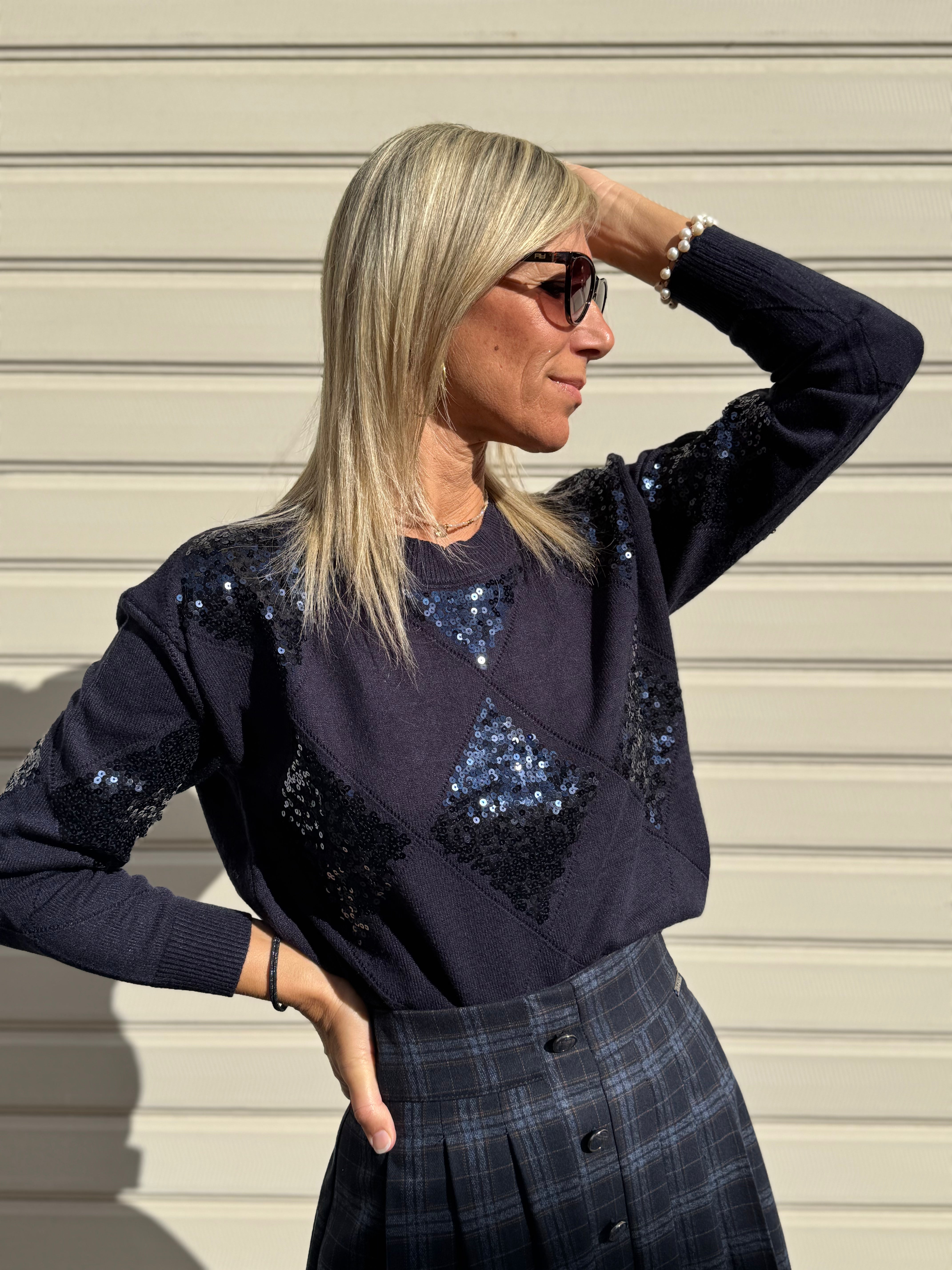 Maglia rombi paillettes mimì