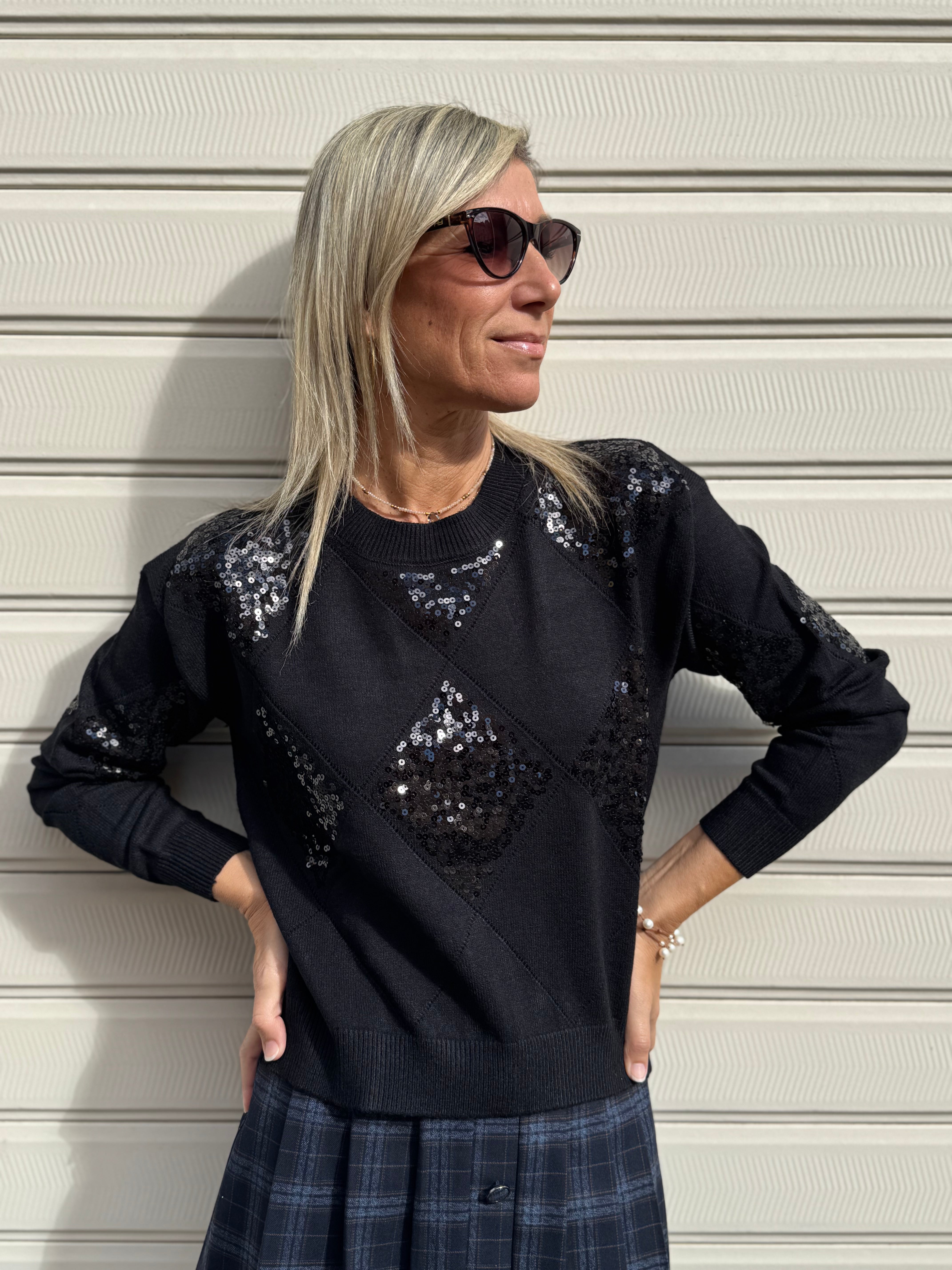 Maglia rombi paillettes mimì