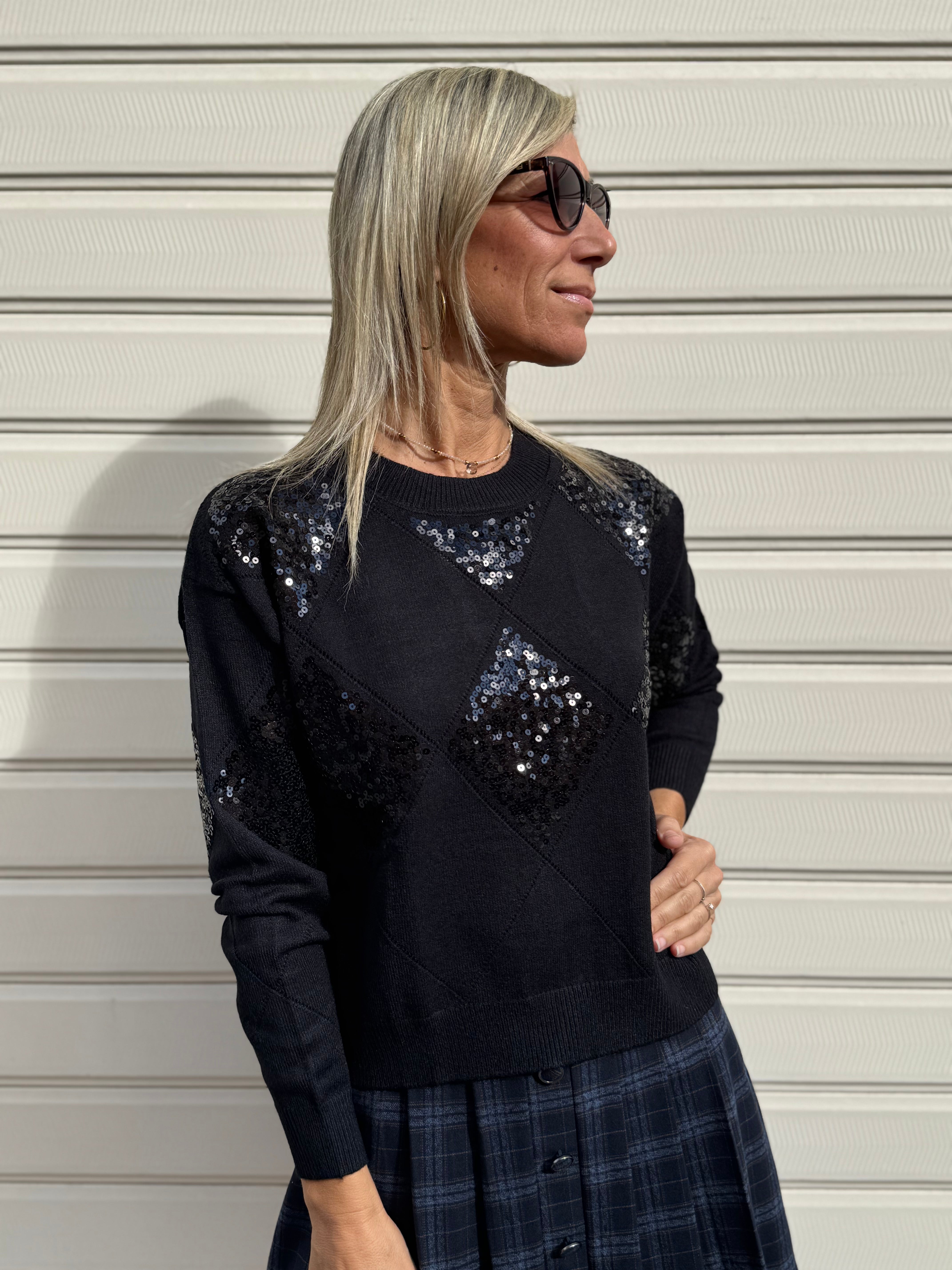 Maglia rombi paillettes mimì