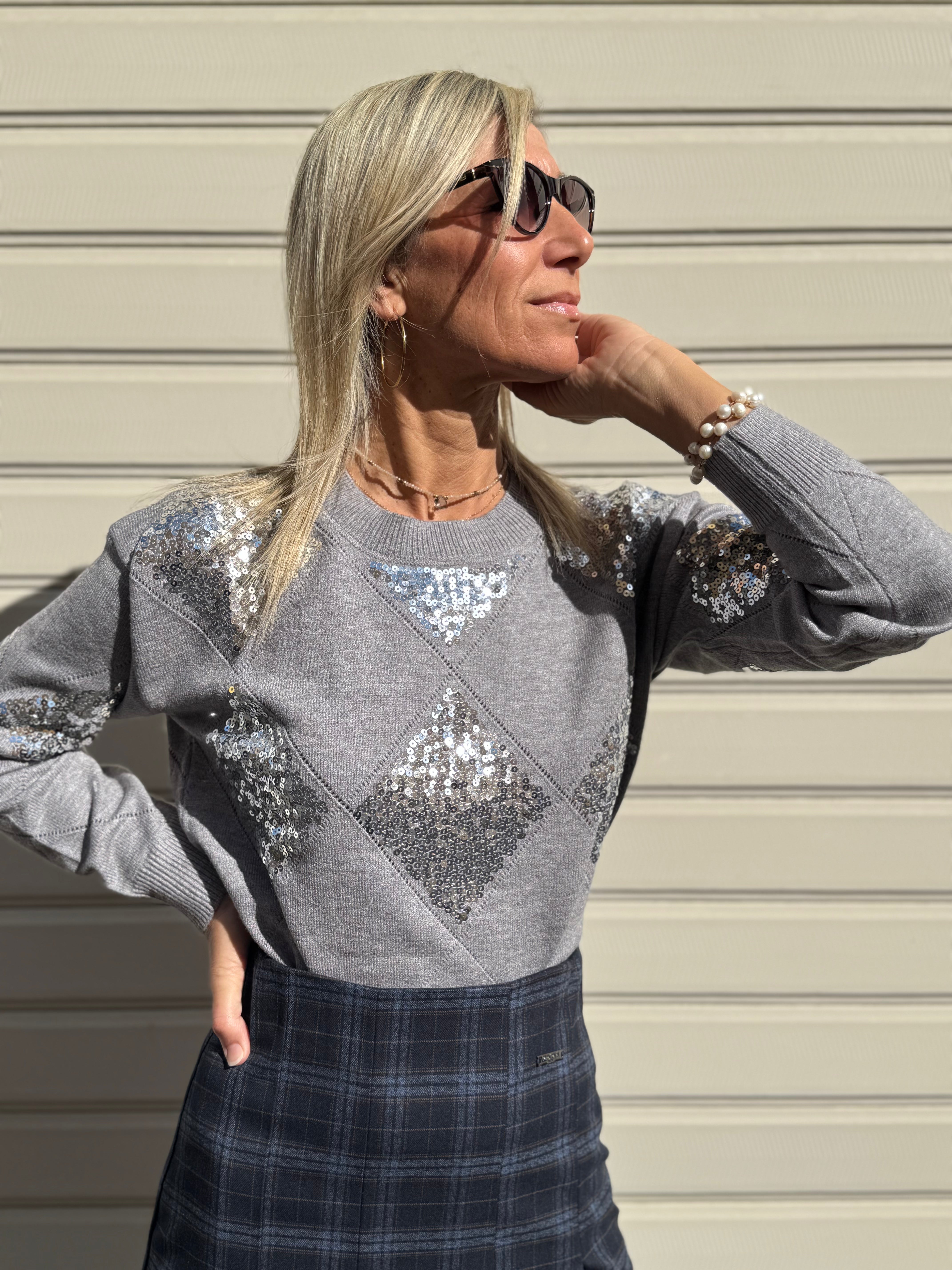 Maglia rombi paillettes mimì
