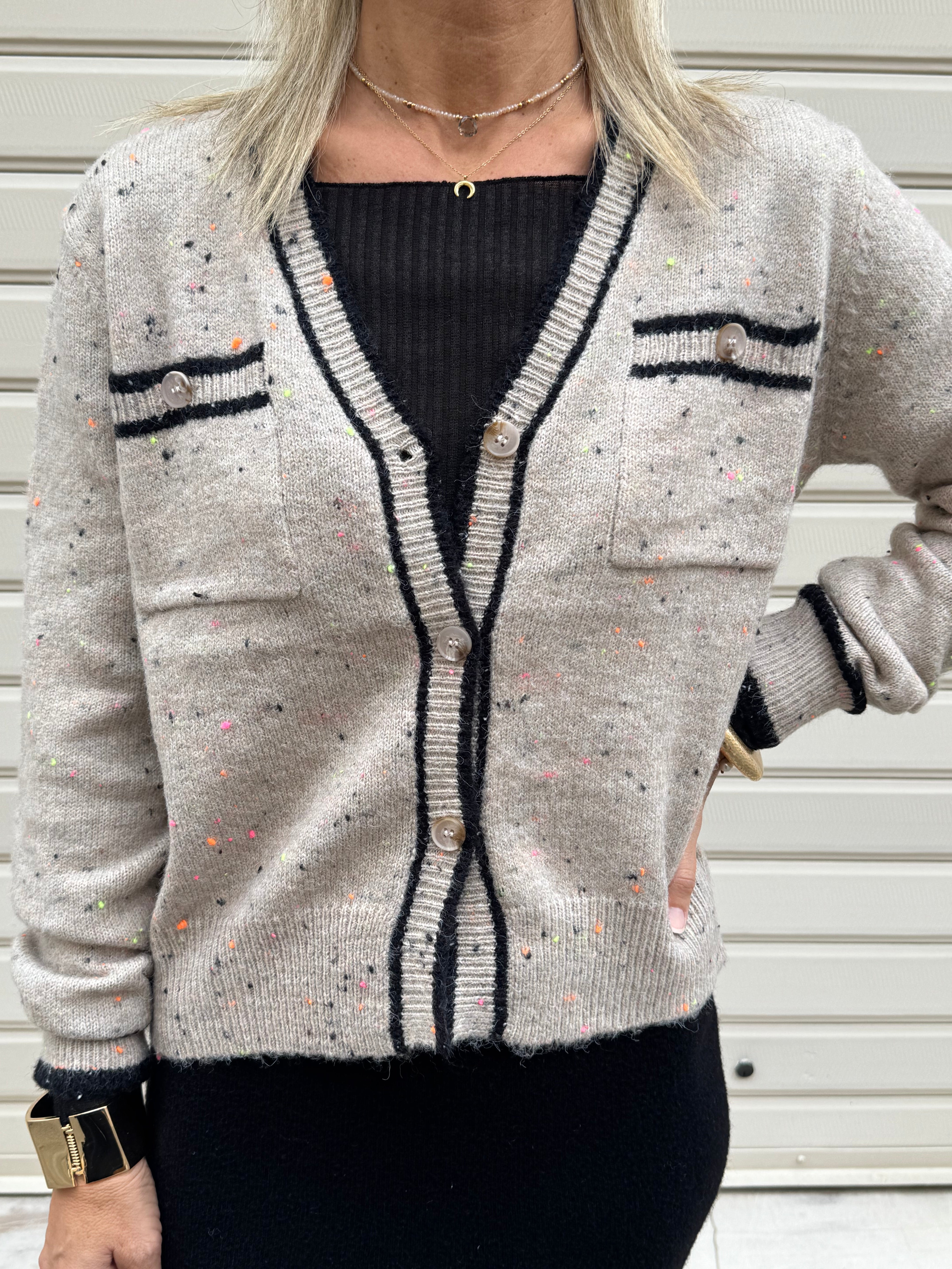 Cardigan puntini fluo