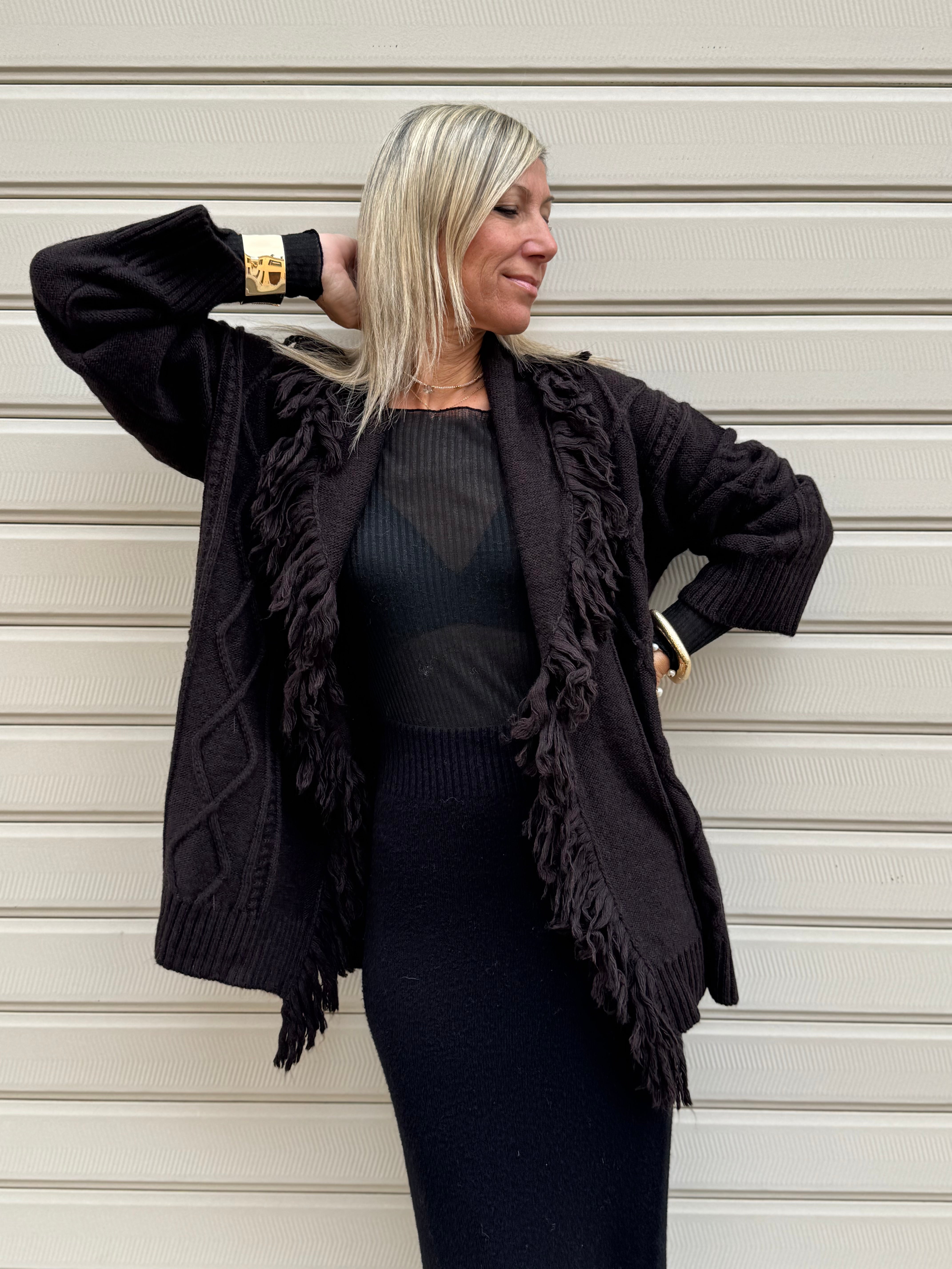 Maxi cardigan con losanghe