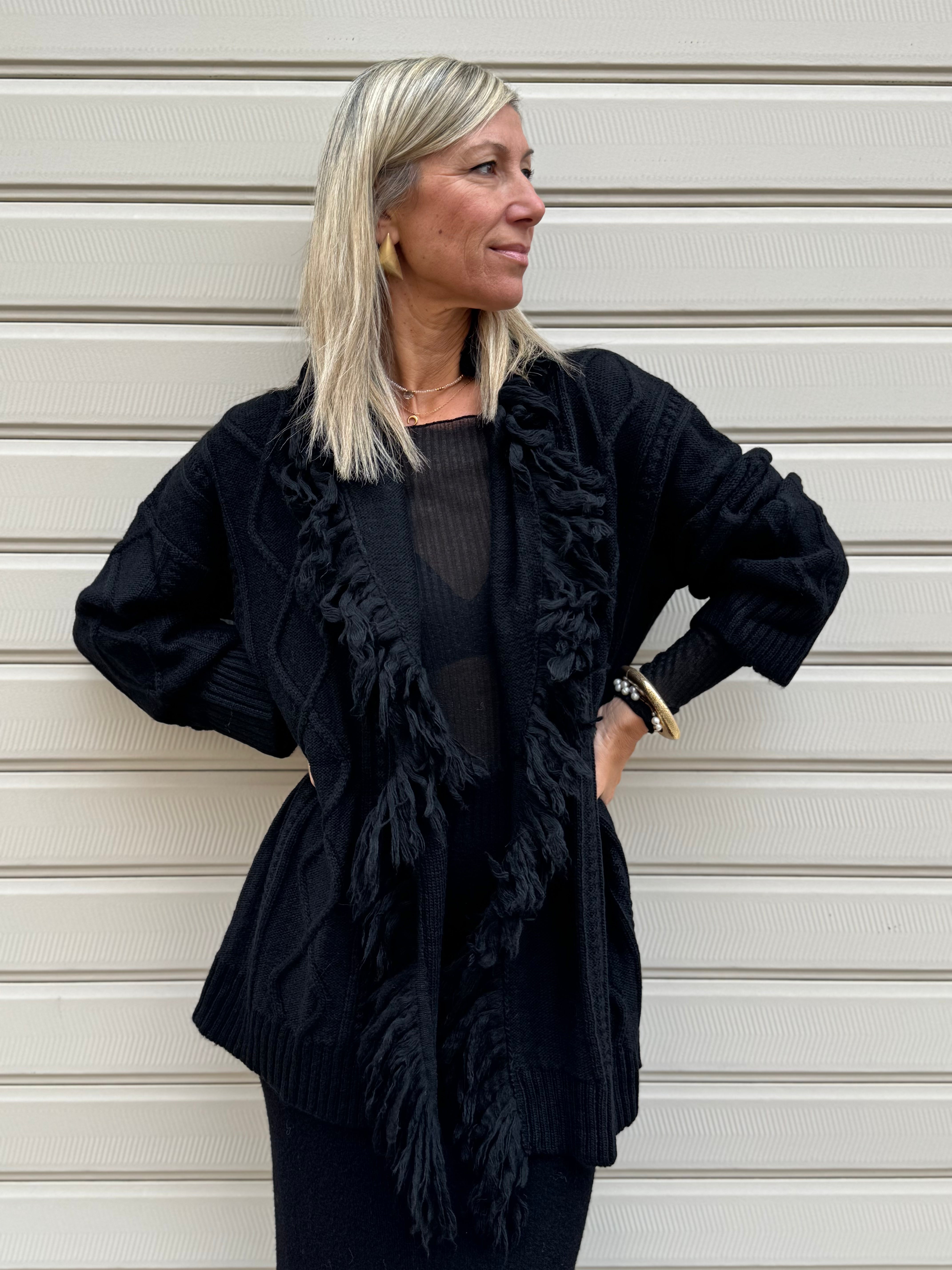 Maxi cardigan con losanghe