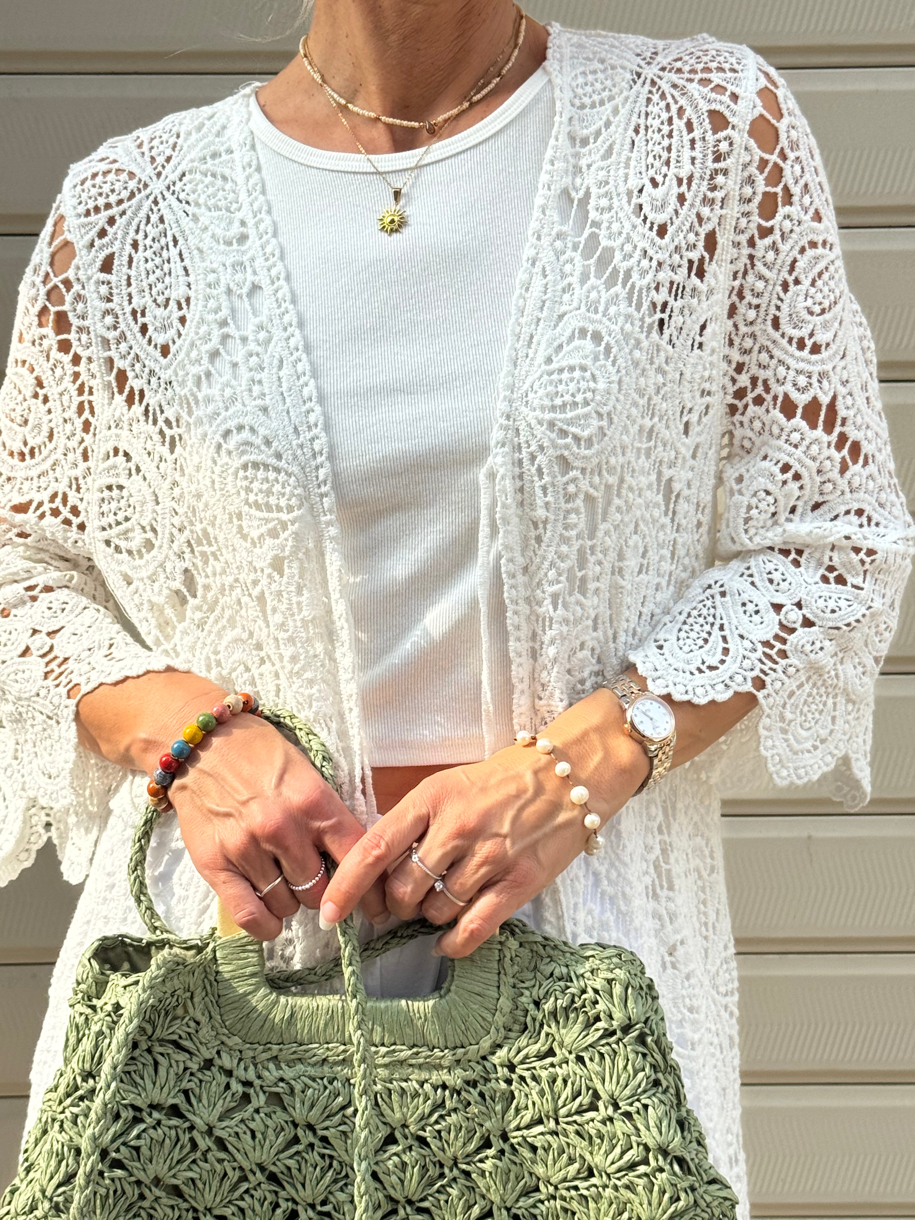 Borsa Raffia Manico Legno