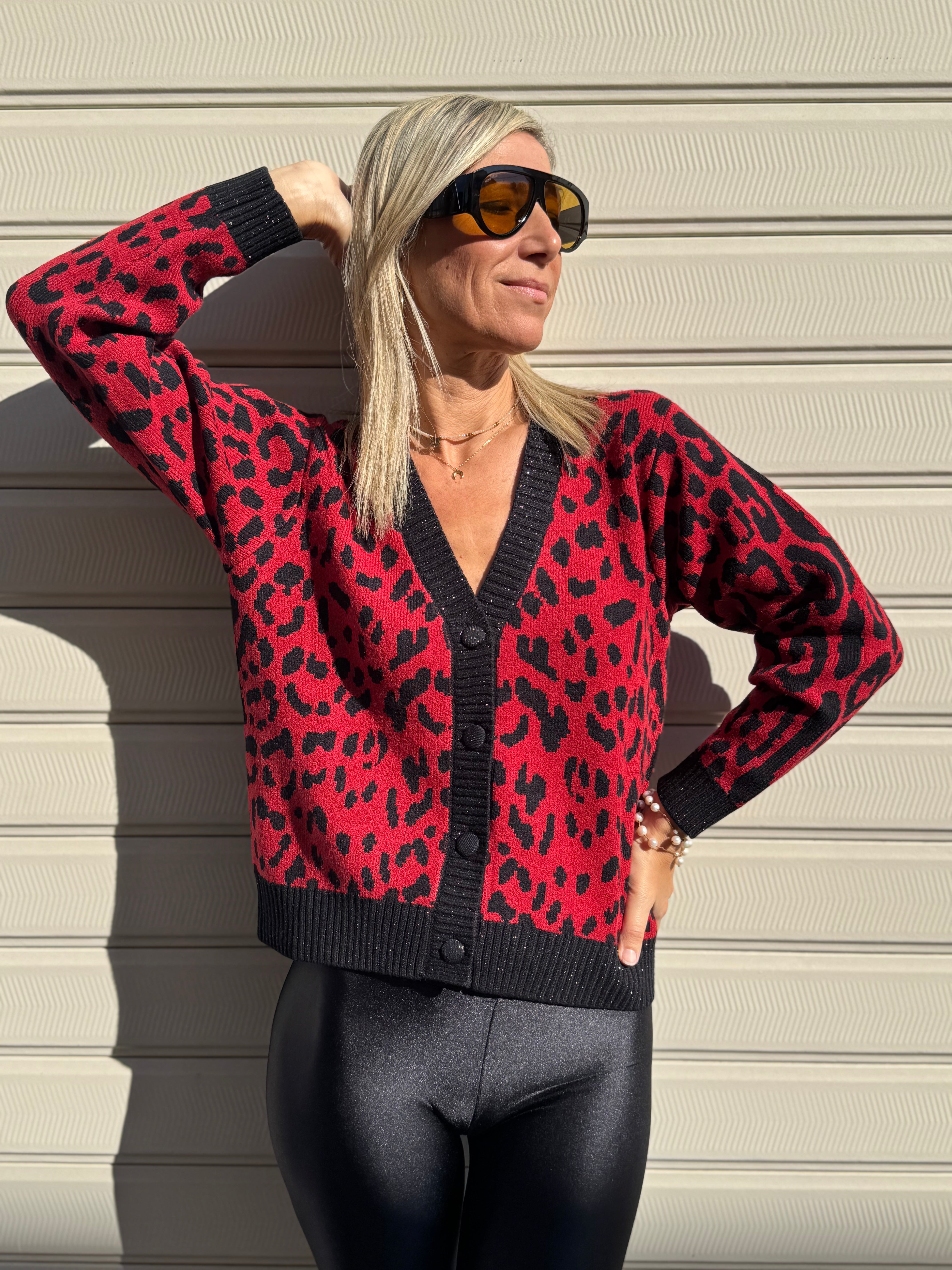 Cardigan maculato rosso