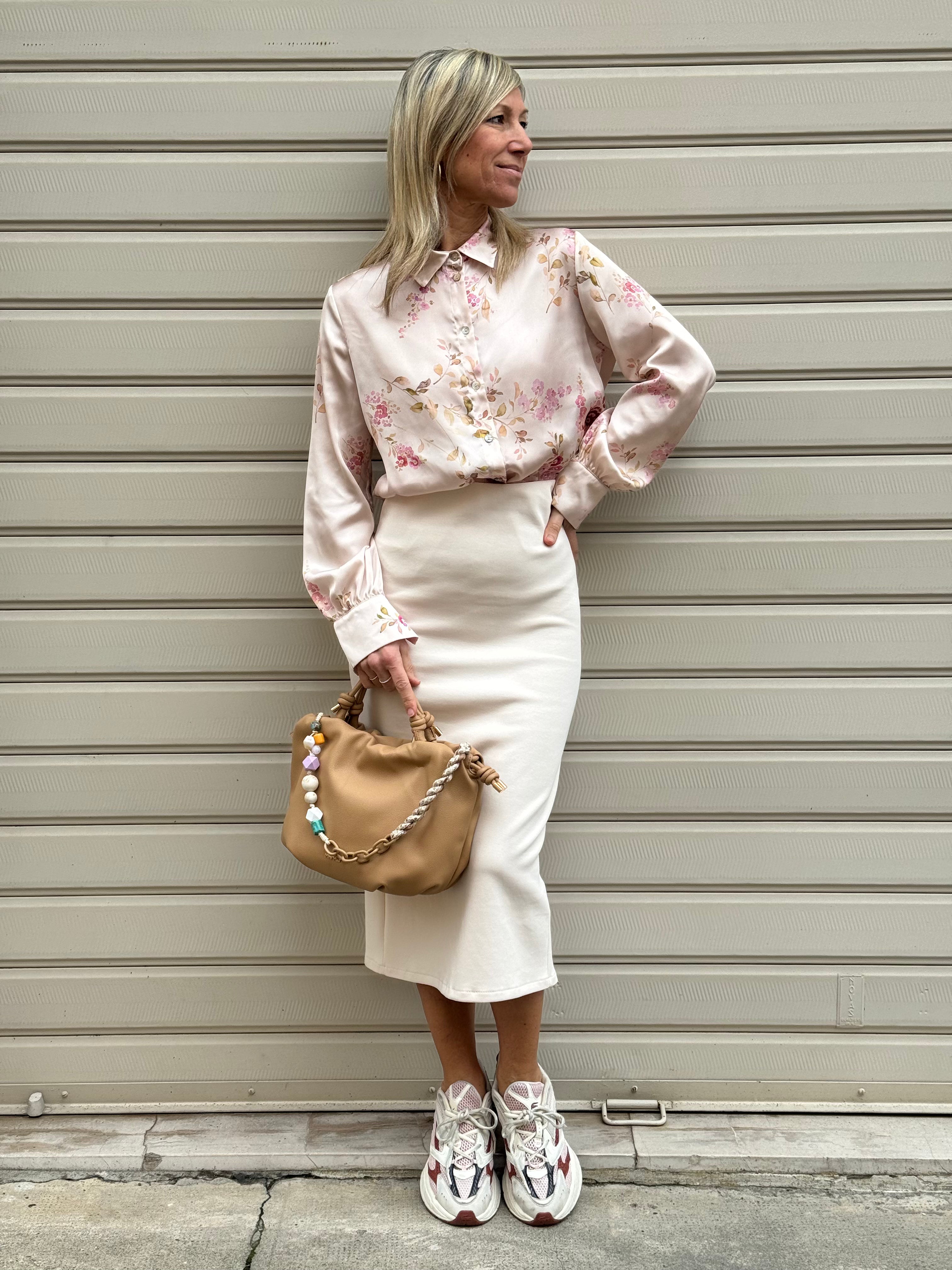 Camicia raso fiori mimì