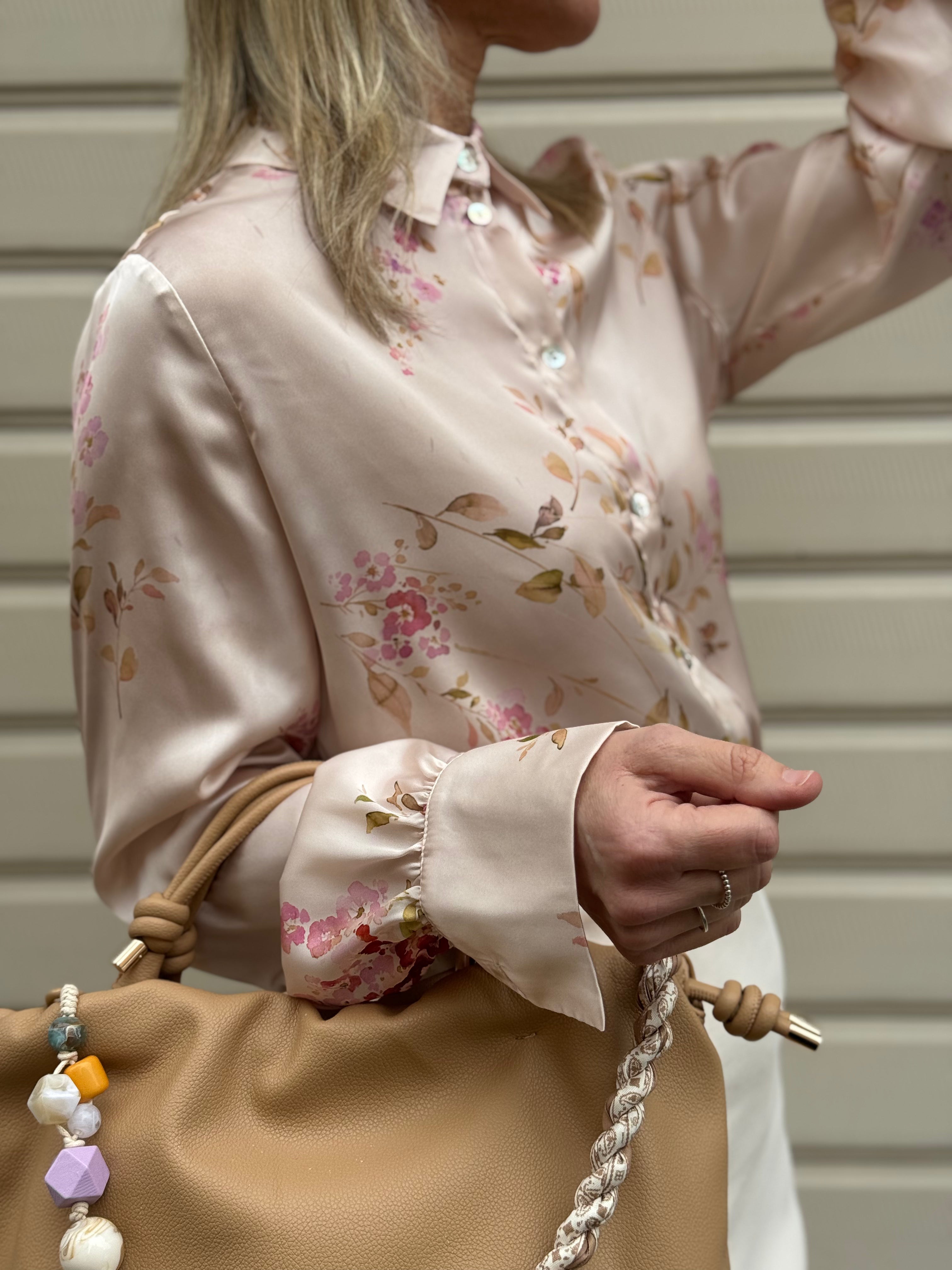 Camicia raso fiori mimì