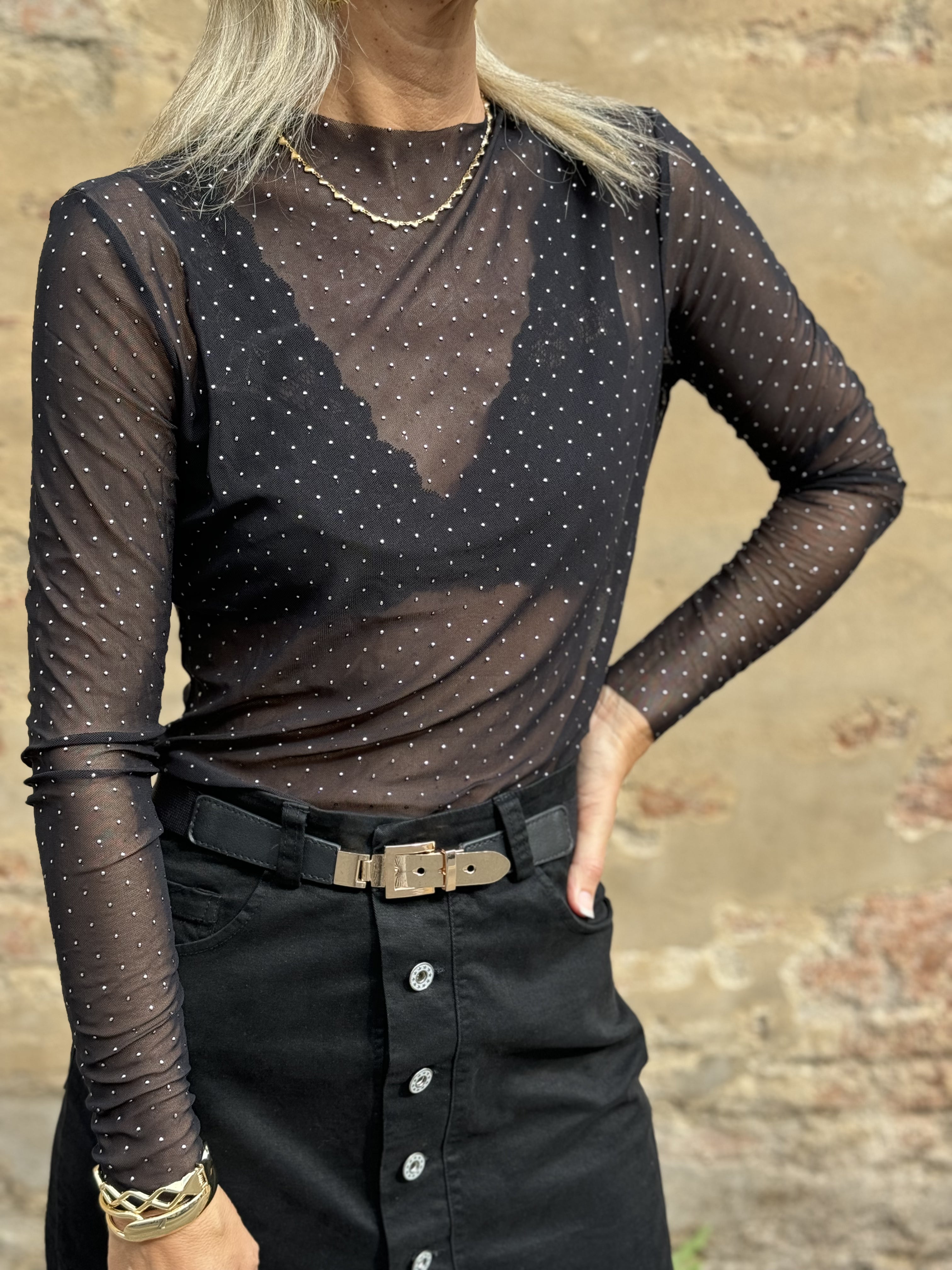 Maglia Tulle Borchiette