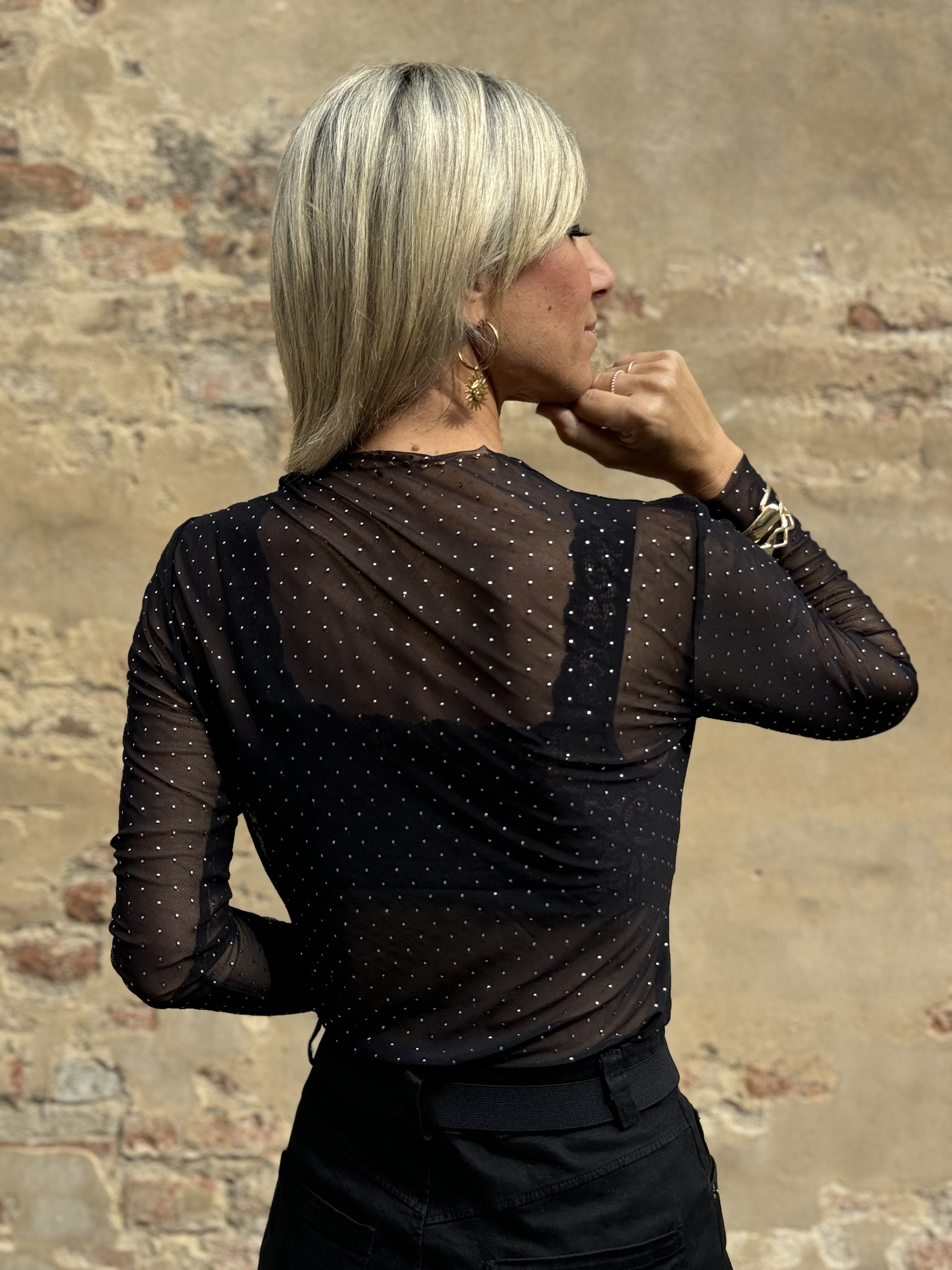 Maglia Tulle Borchiette