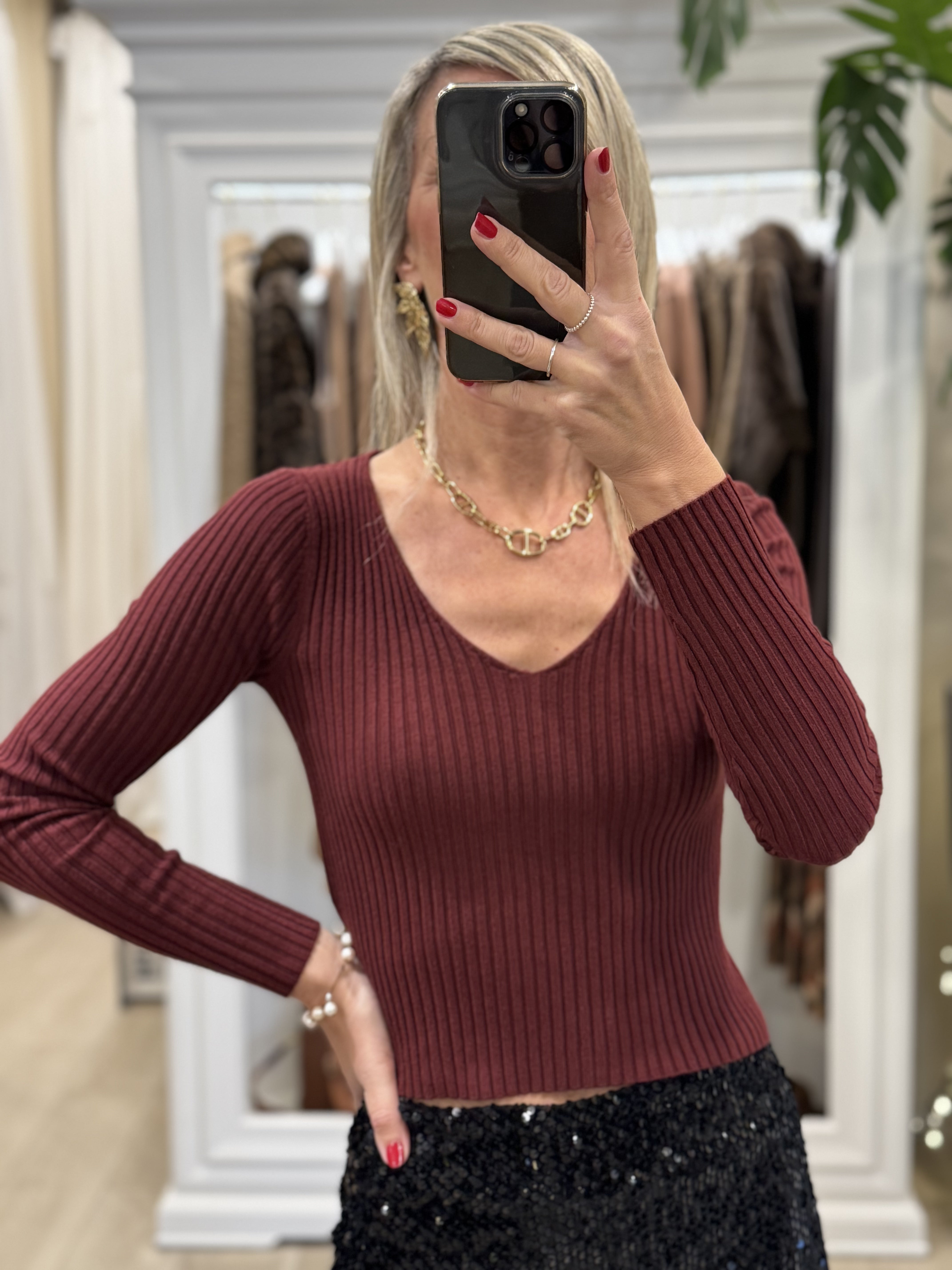 Maglia Scollo V Costine