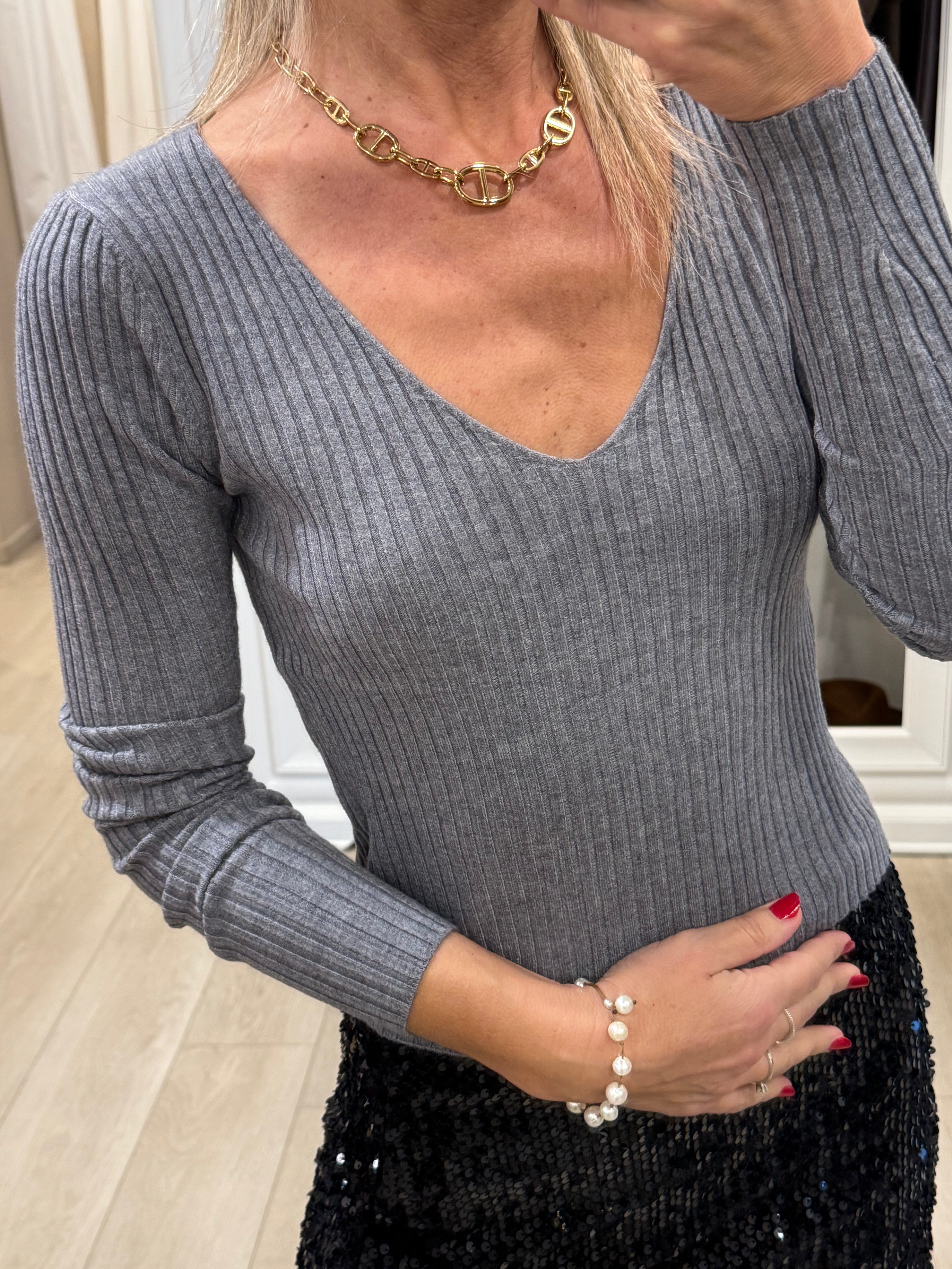Maglia Scollo V Costine