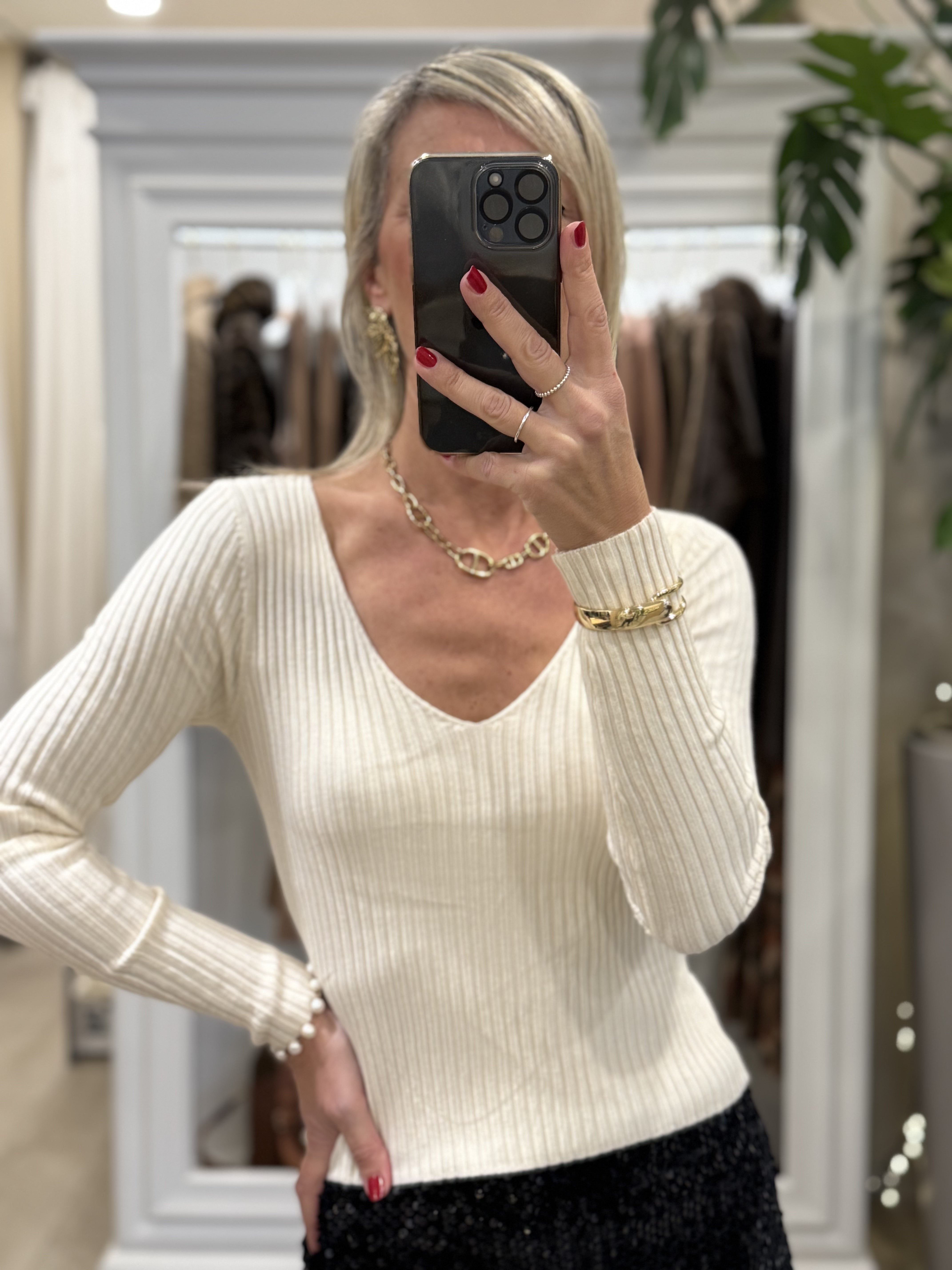 Maglia Scollo V Costine
