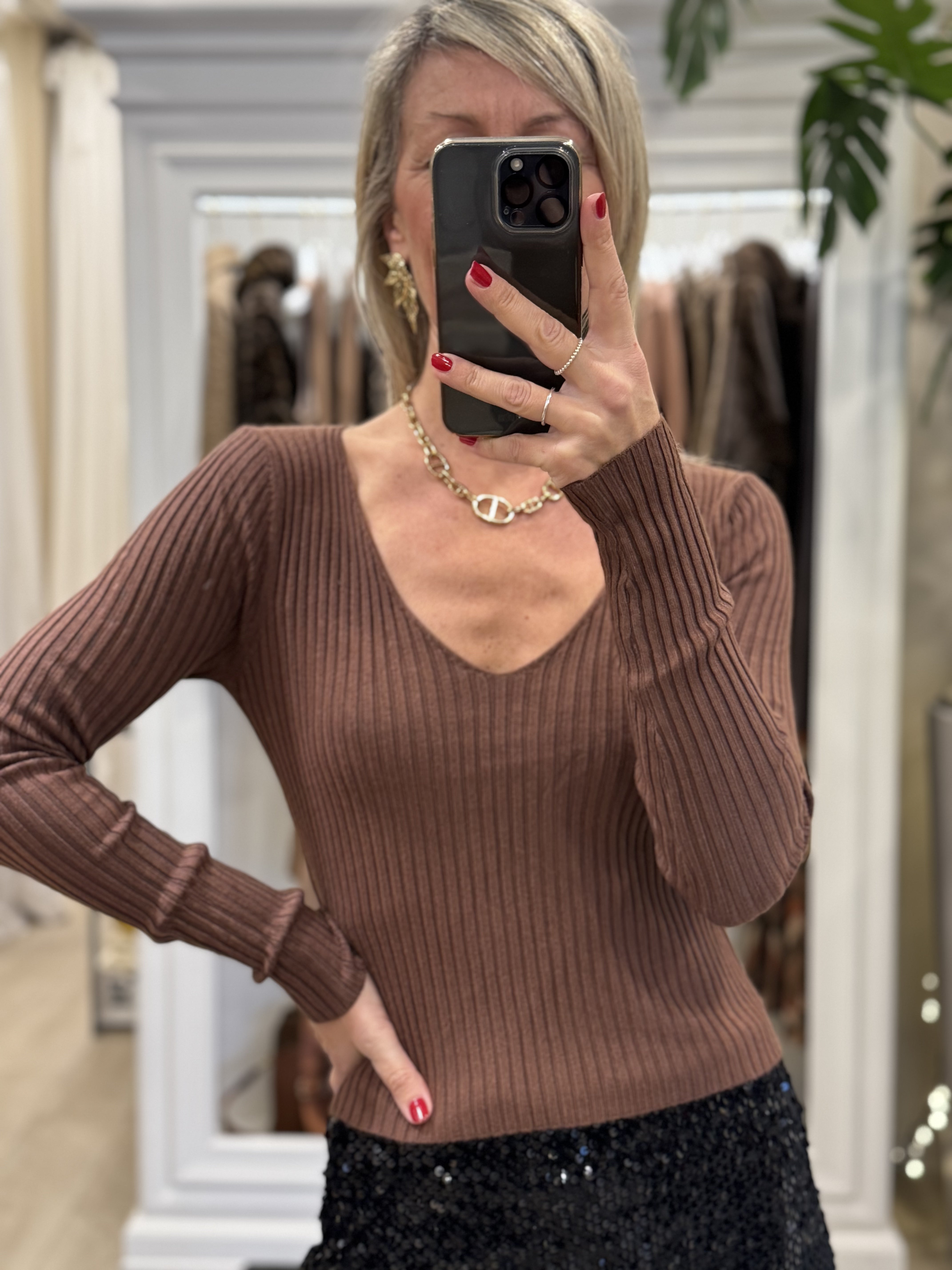 Maglia Scollo V Costine