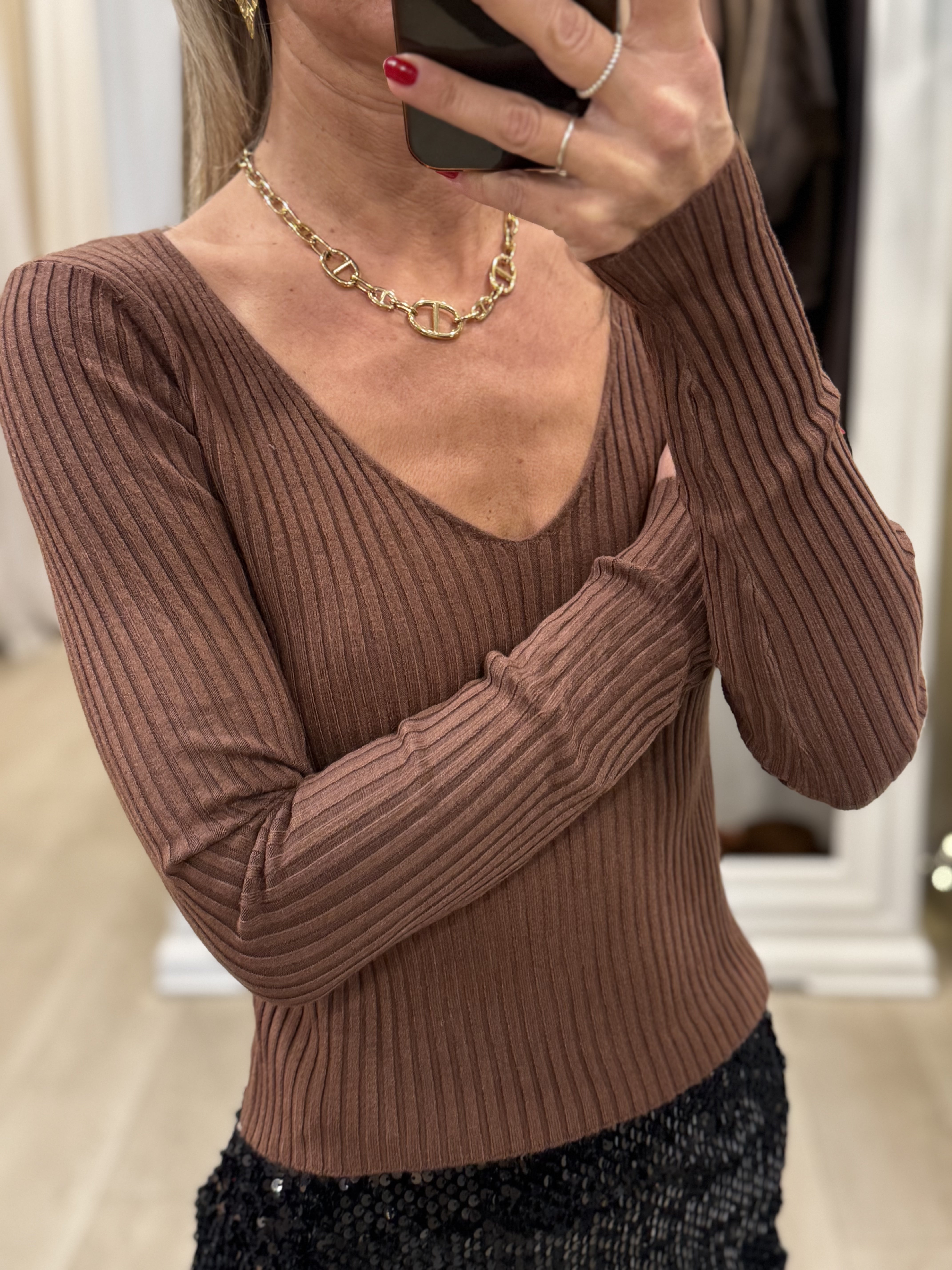 Maglia Scollo V Costine
