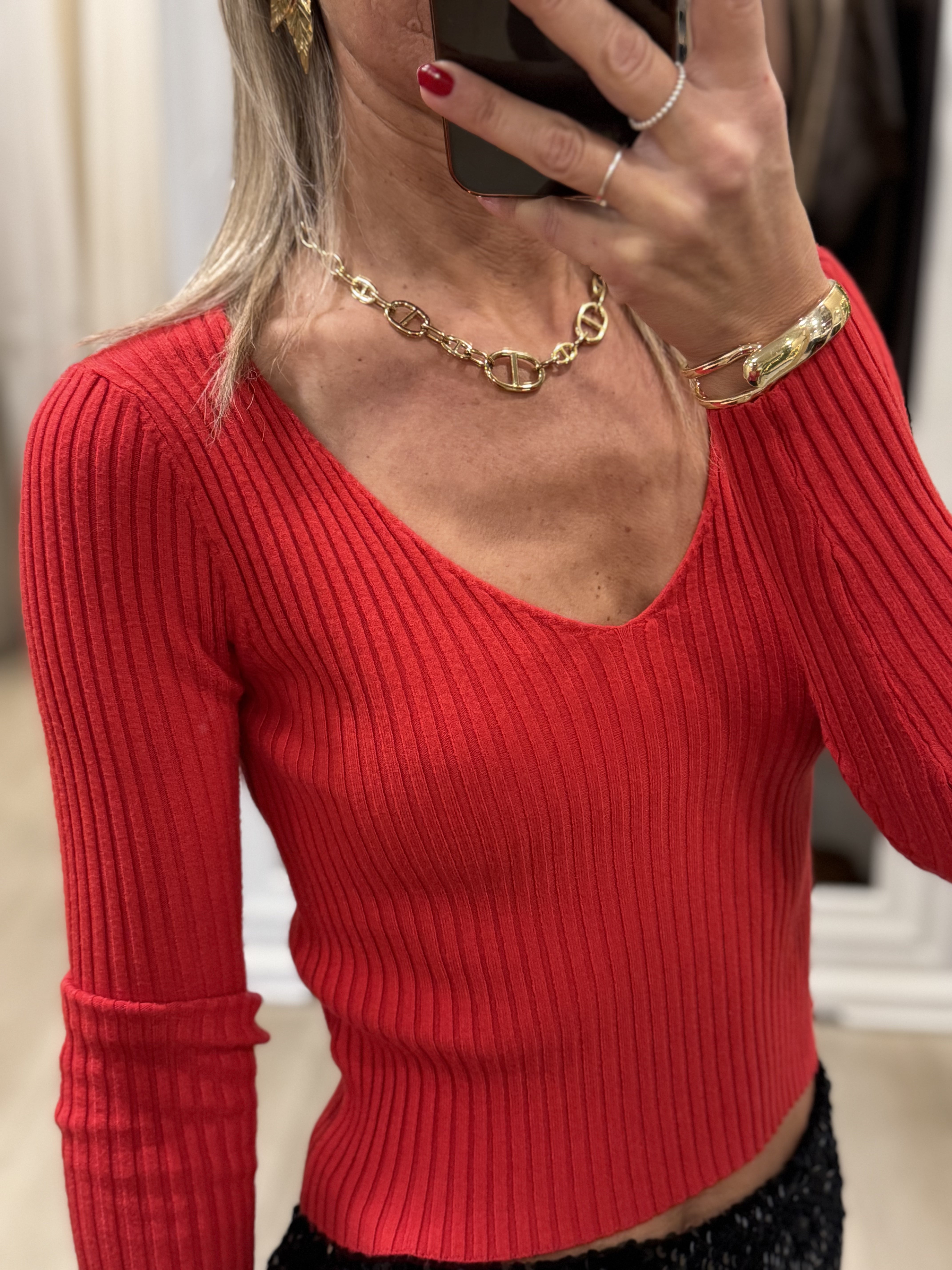 Maglia Scollo V Costine