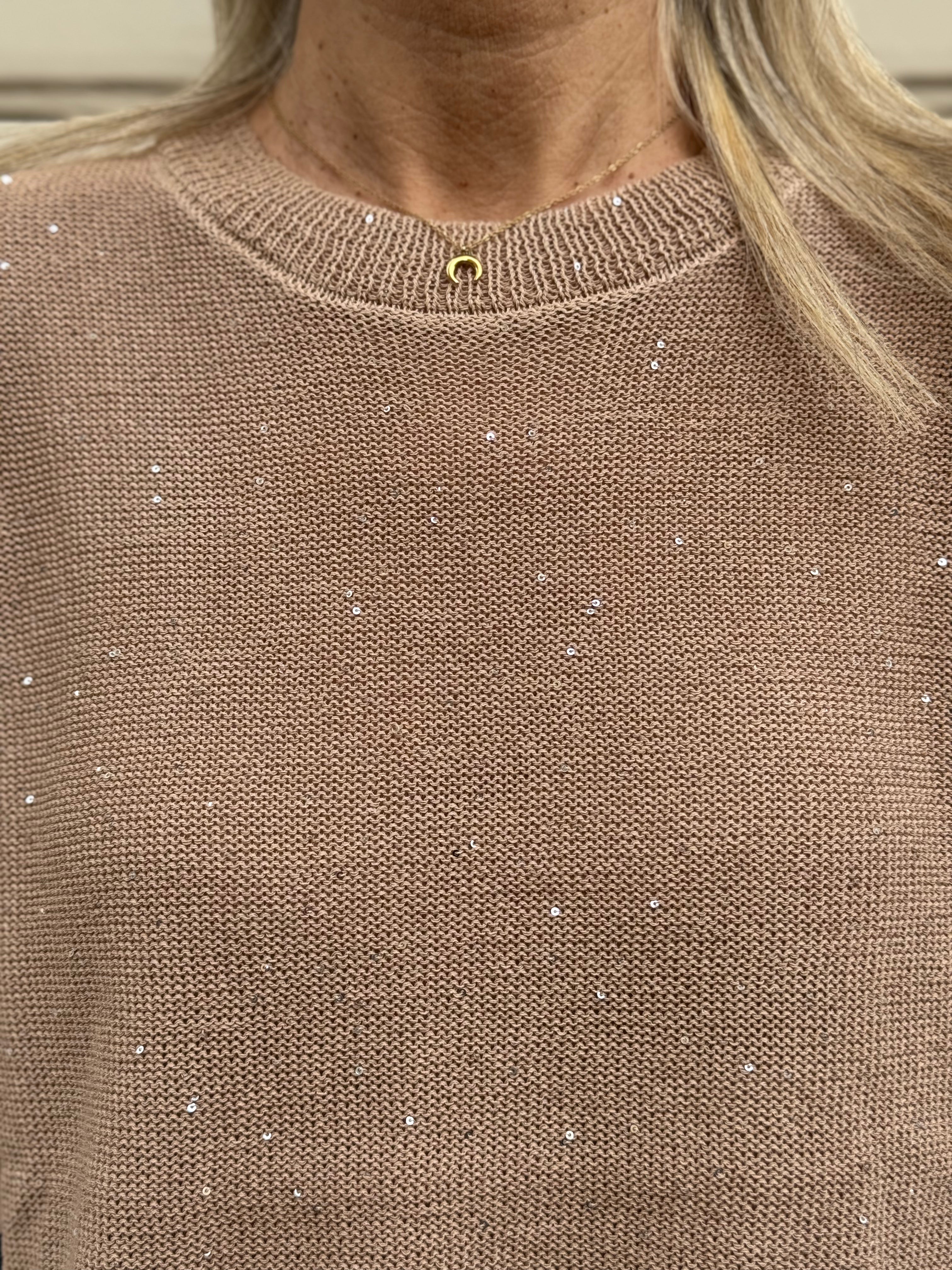 Maglia manica corta micro paillettes mimì