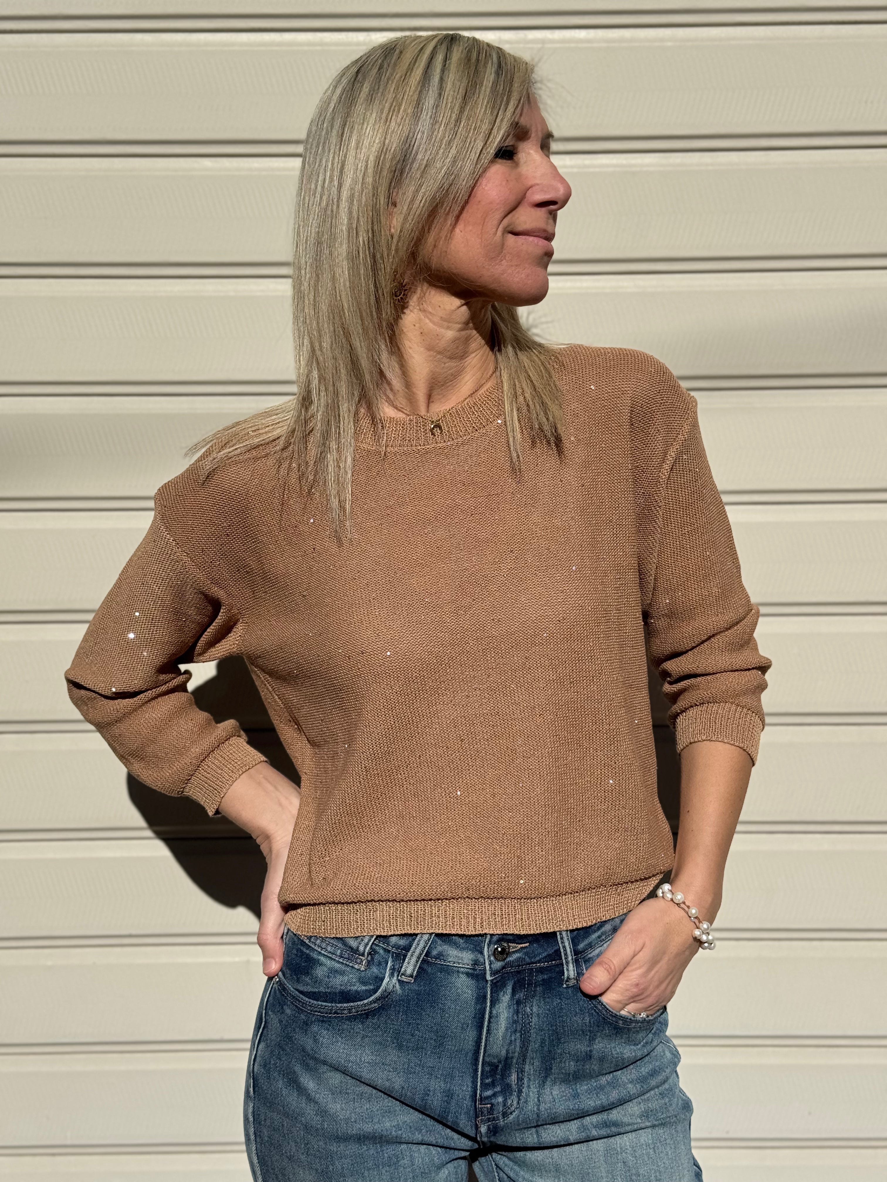 Maglia manica 3/4 micro paillettes mimì