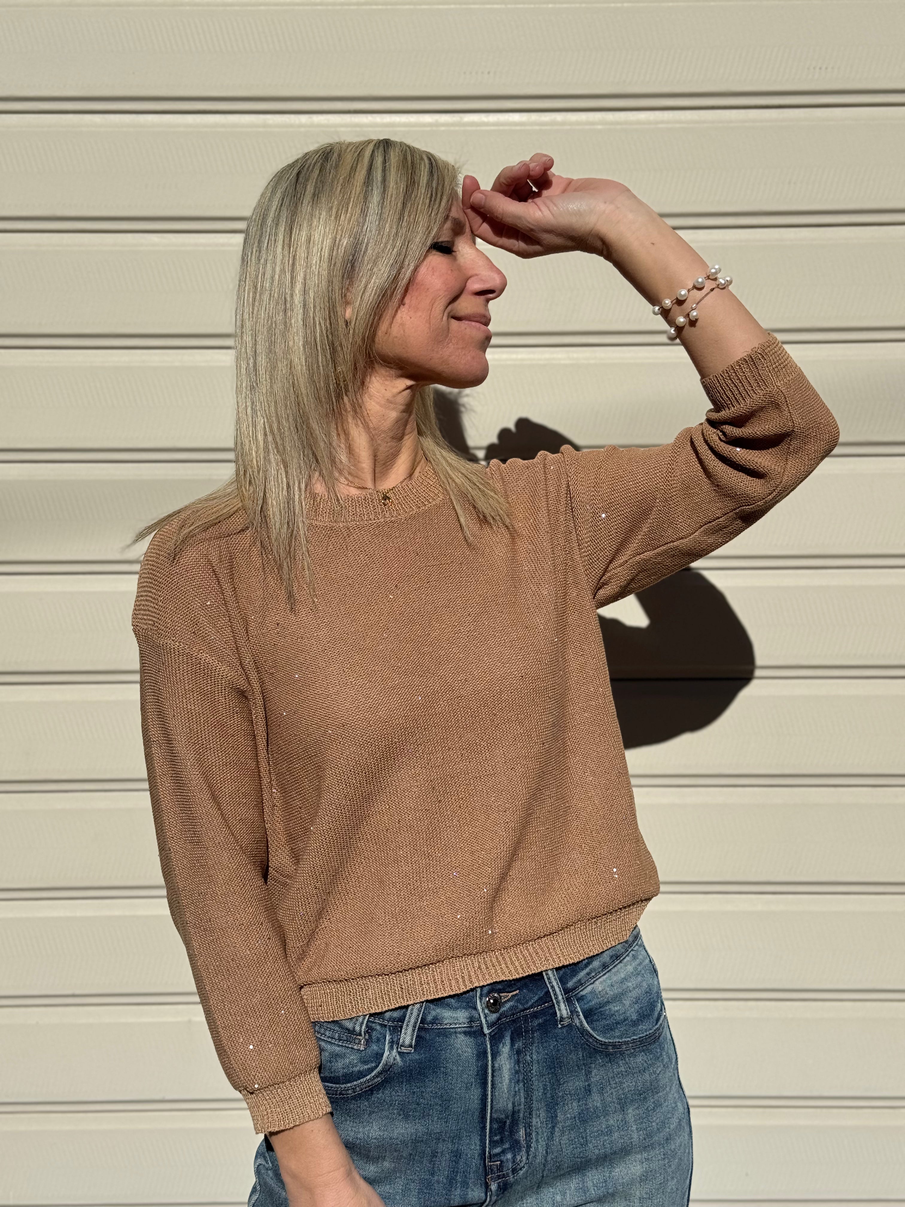 Maglia manica 3/4 micro paillettes mimì