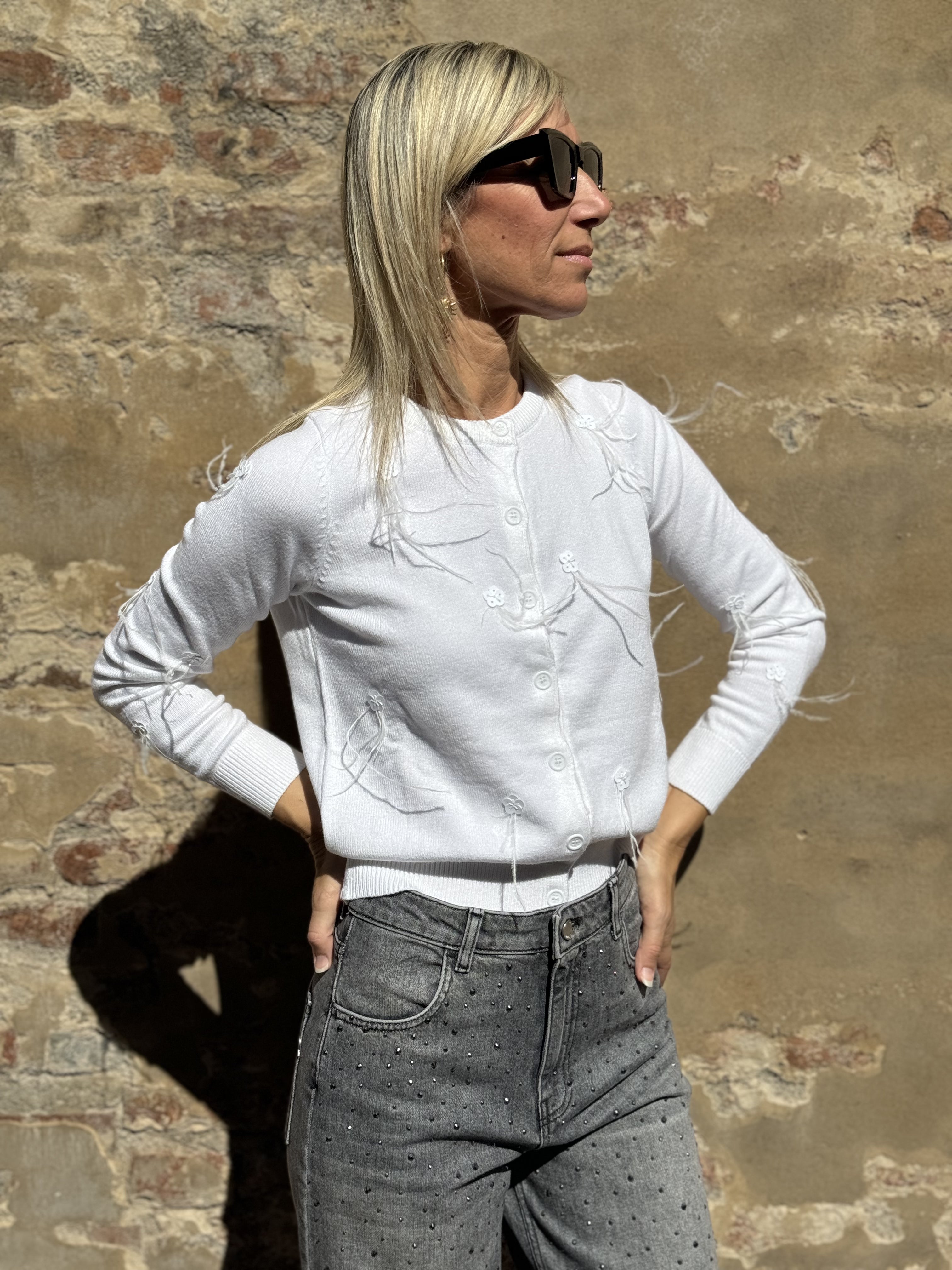 Cardigan Paillettes e Piume