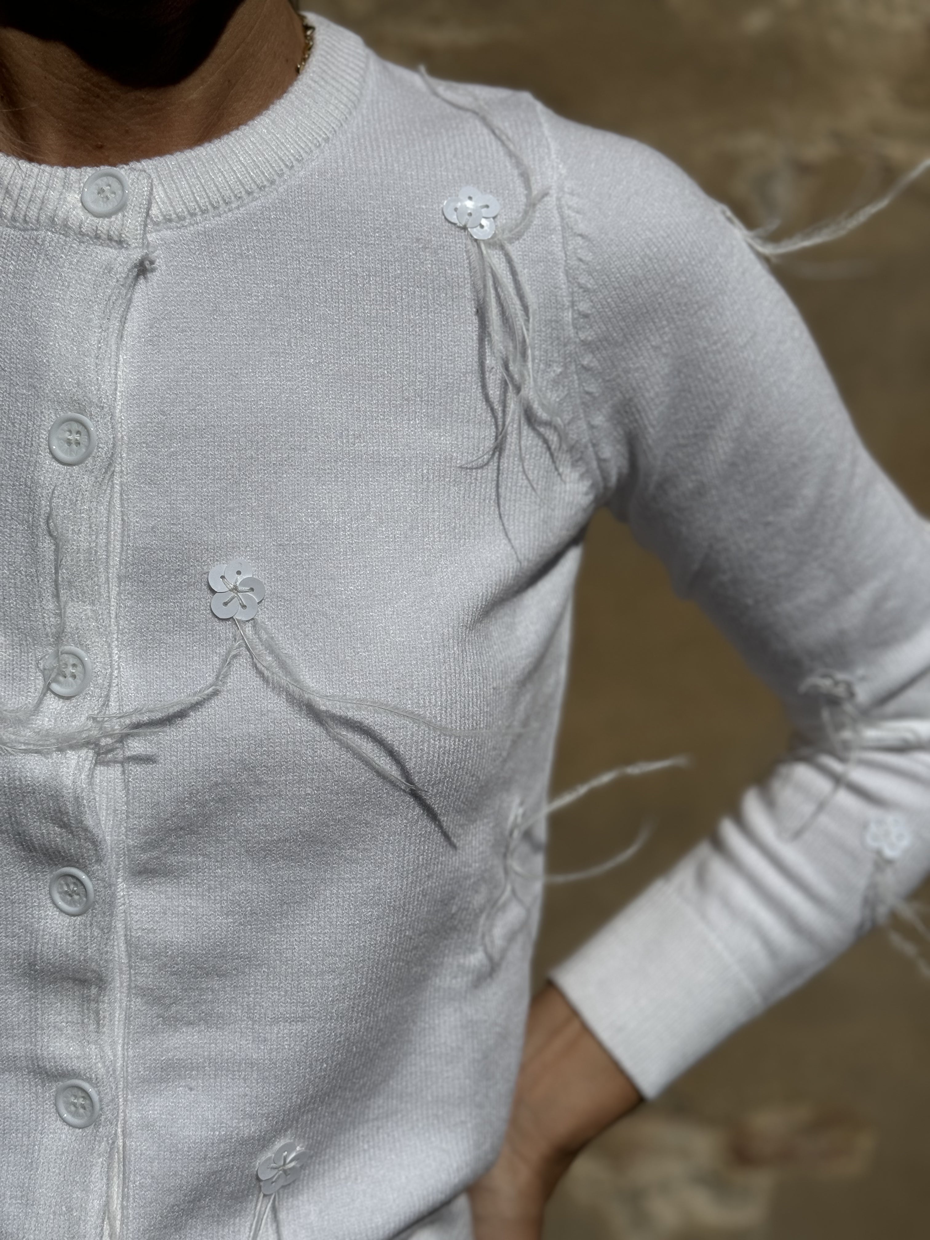 Cardigan Paillettes e Piume