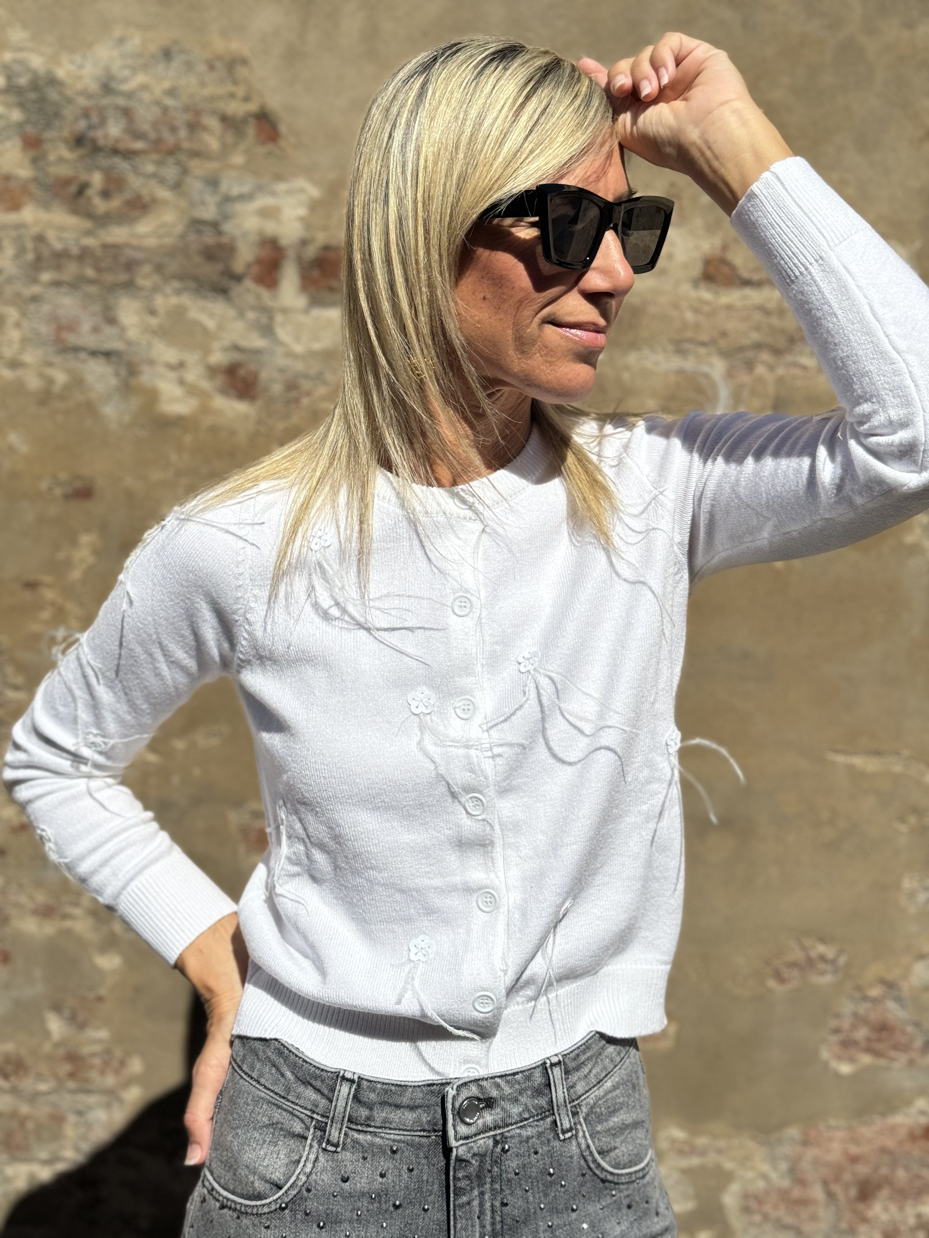 Cardigan Paillettes e Piume