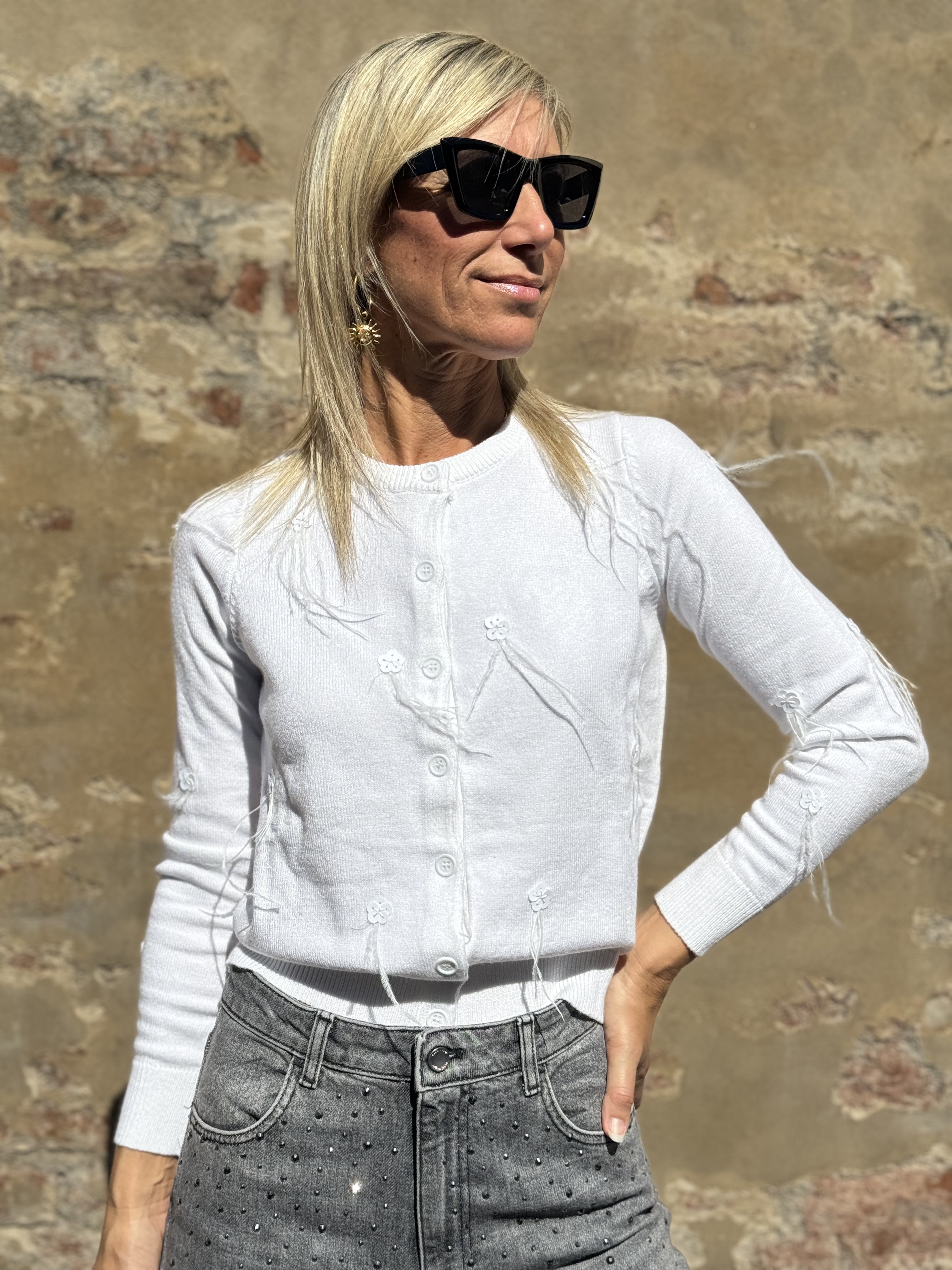 Cardigan Paillettes e Piume