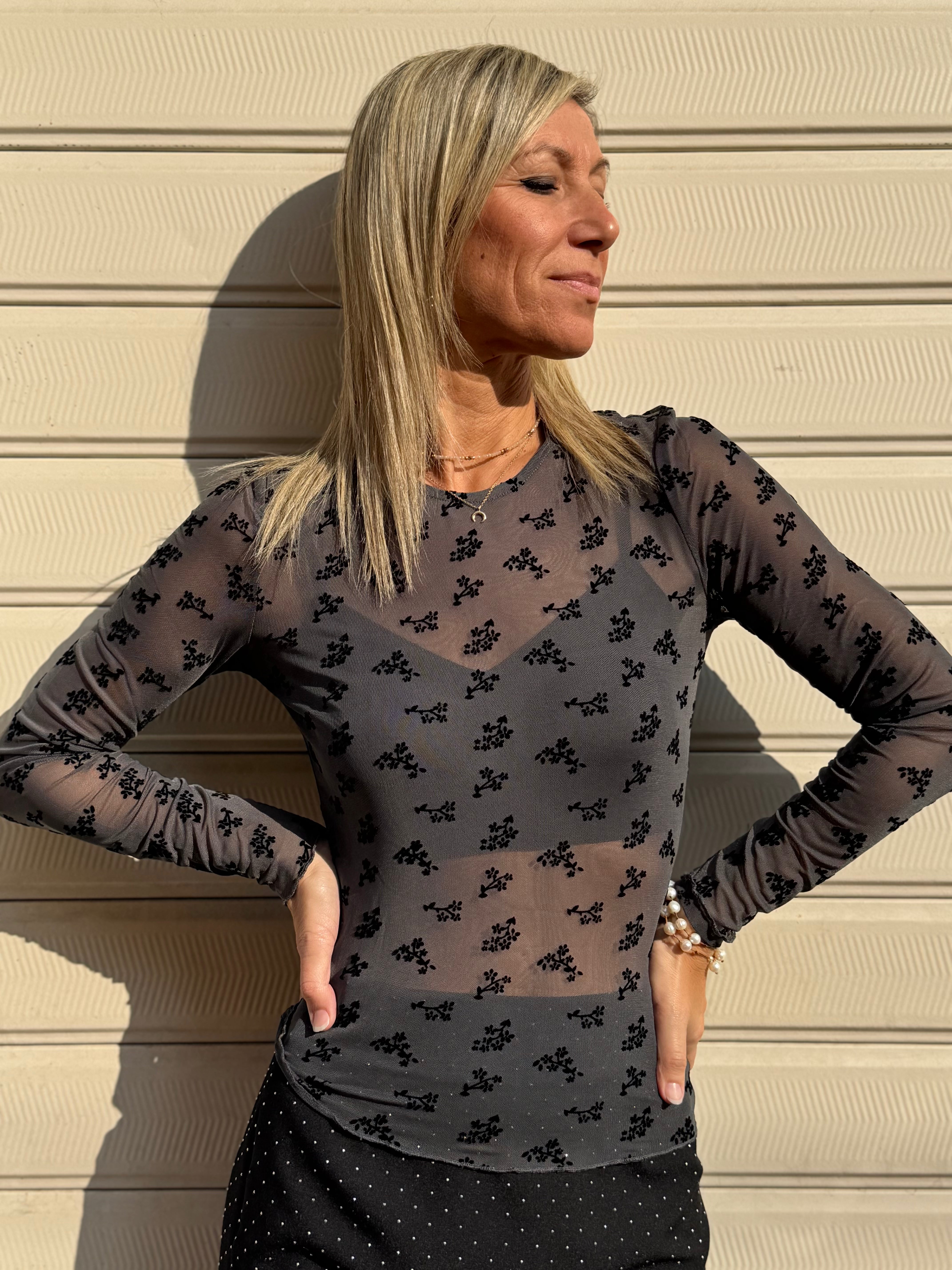 Maglia ricamo velluto jdy